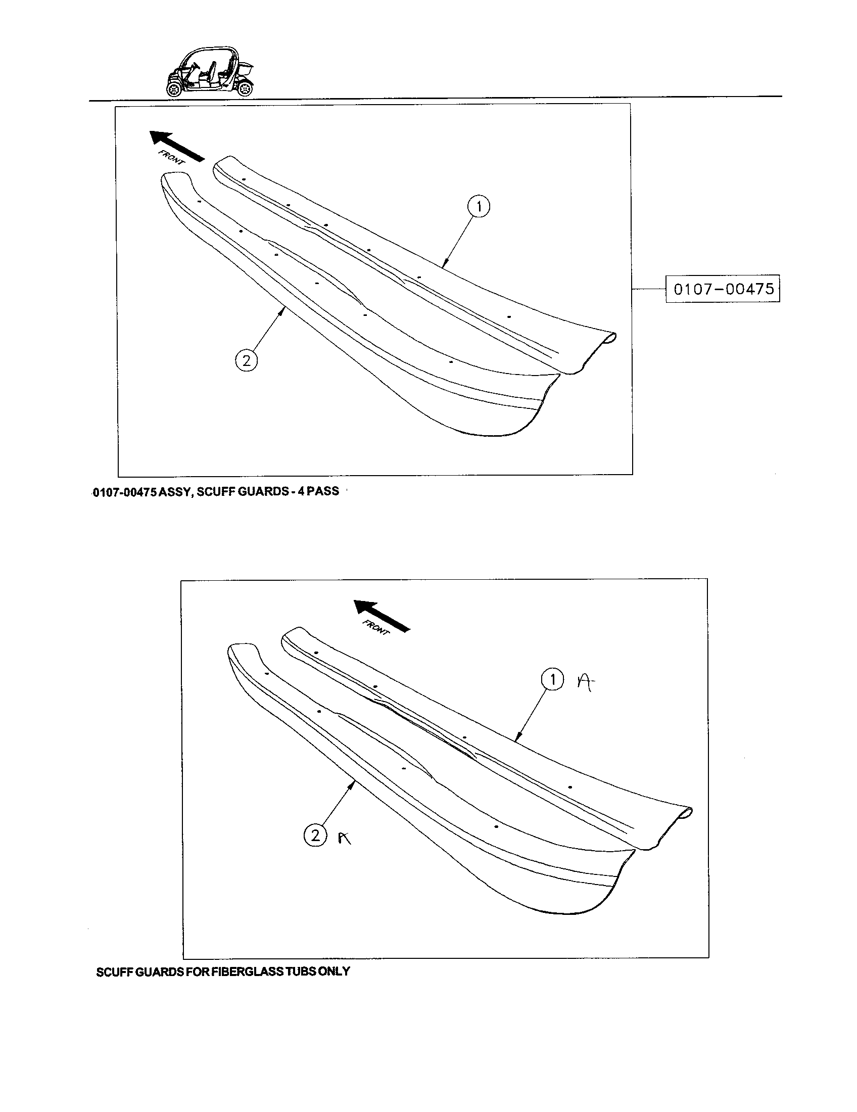 Gem Products GEM E825 scuff guards - 4 pass diagram