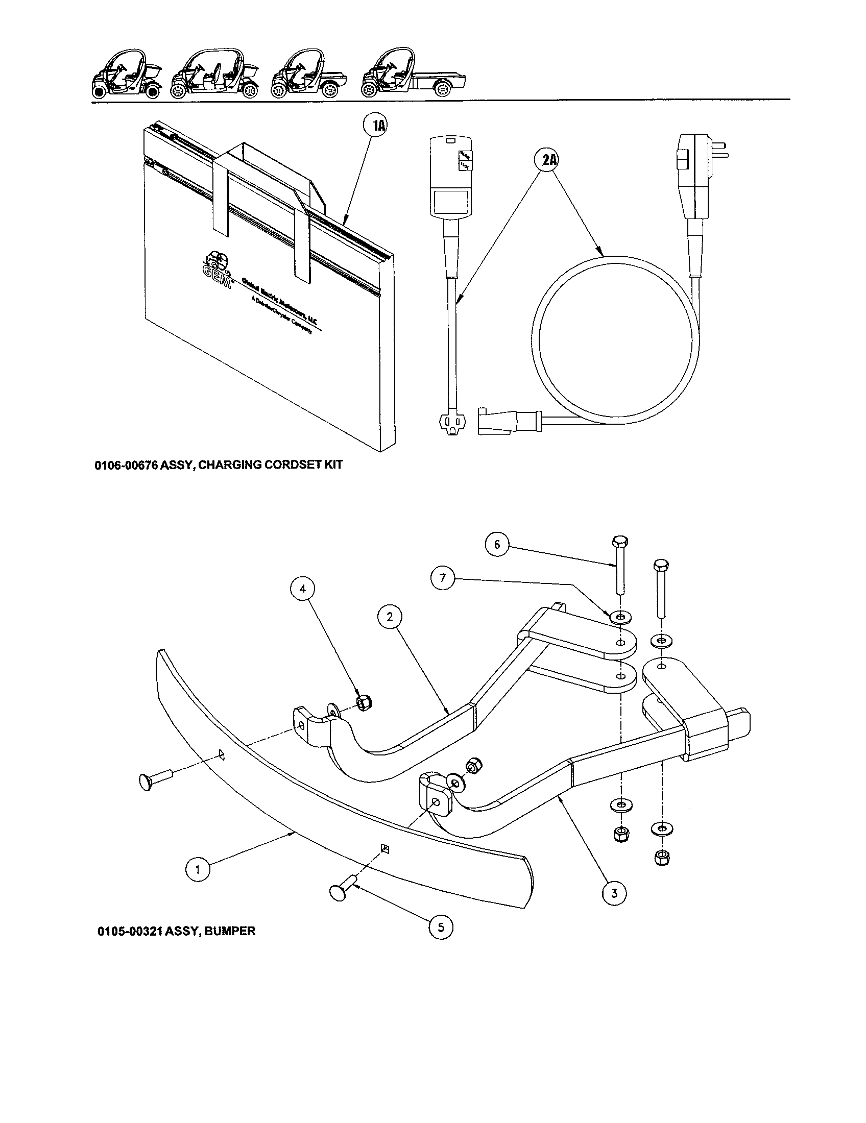Gem Products GEM E825 charging cordset kit/bumper diagram