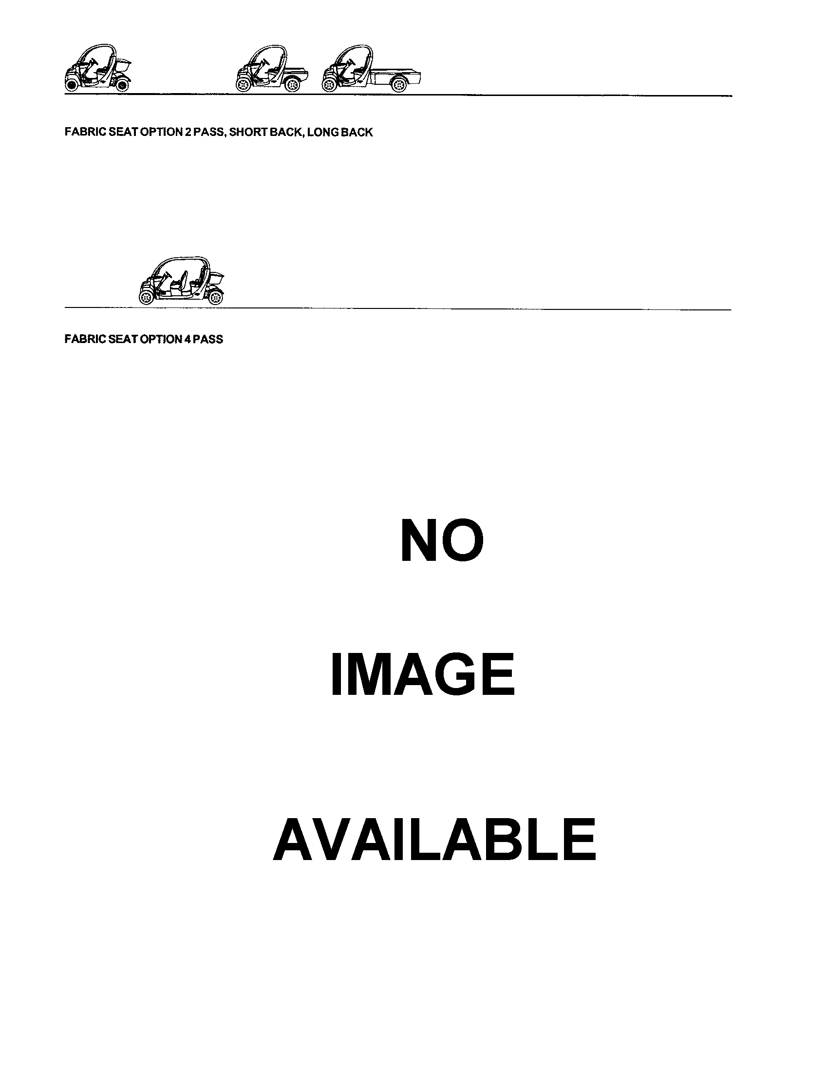 Gem Products GEM E825 fabric seat option 2 pass, short back, longback diagram