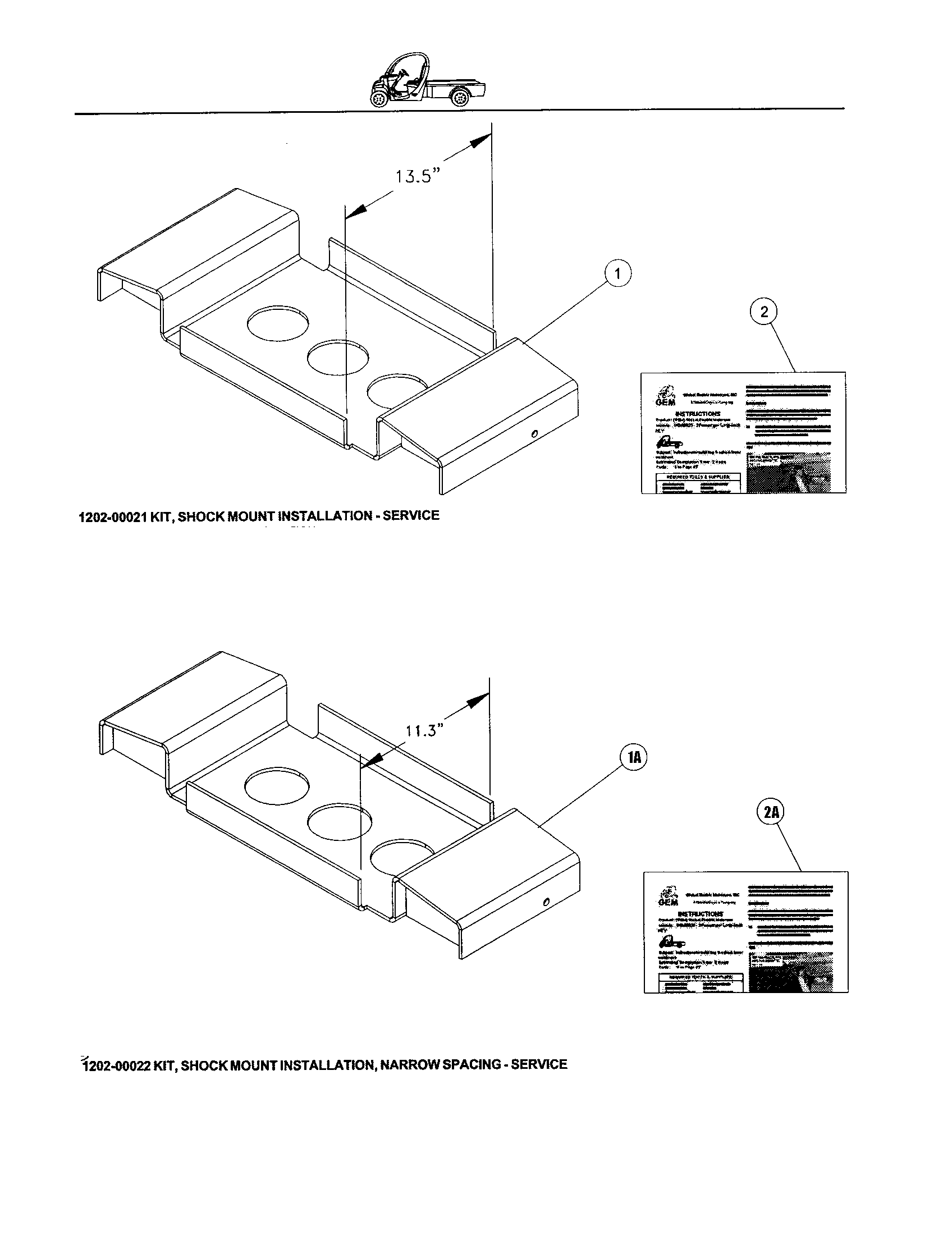 Gem Products GEM E825 kit, shock mount installation diagram