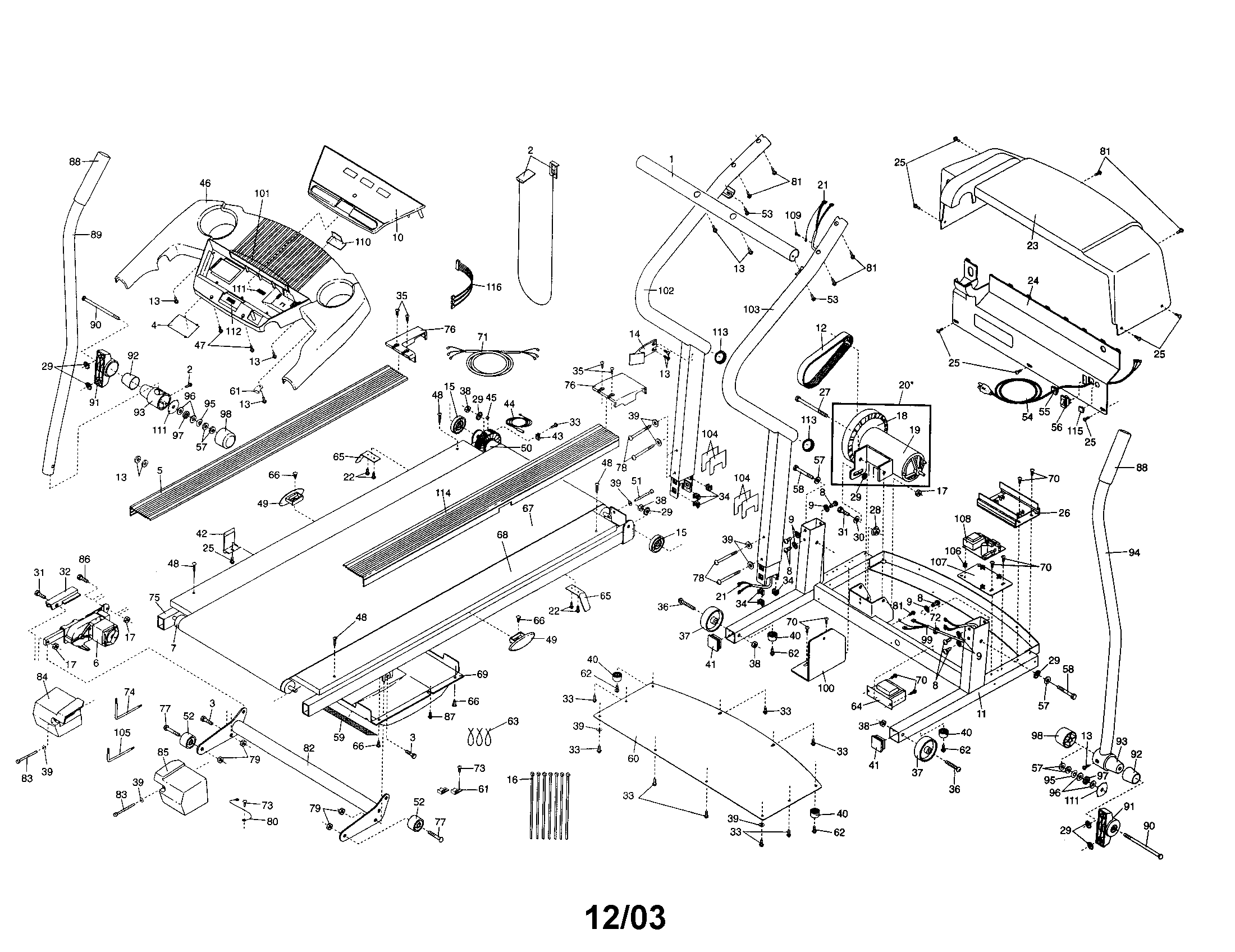 Proform PFTL39921 console/motor hood/motor/frame diagram