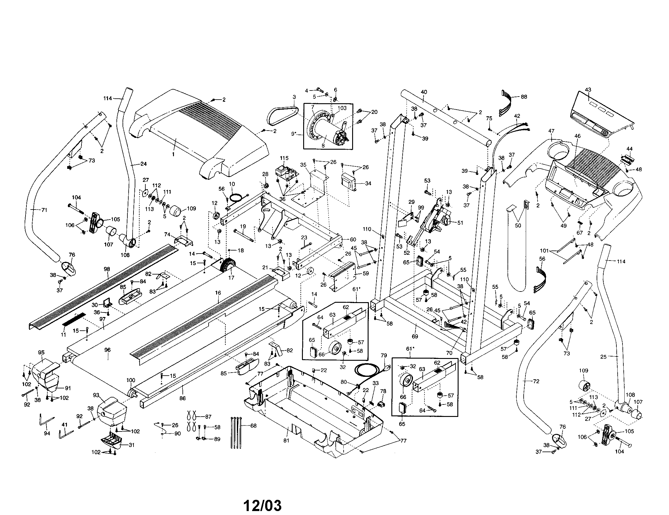 Proform DTL32940 console/motor/motor hood/frame diagram