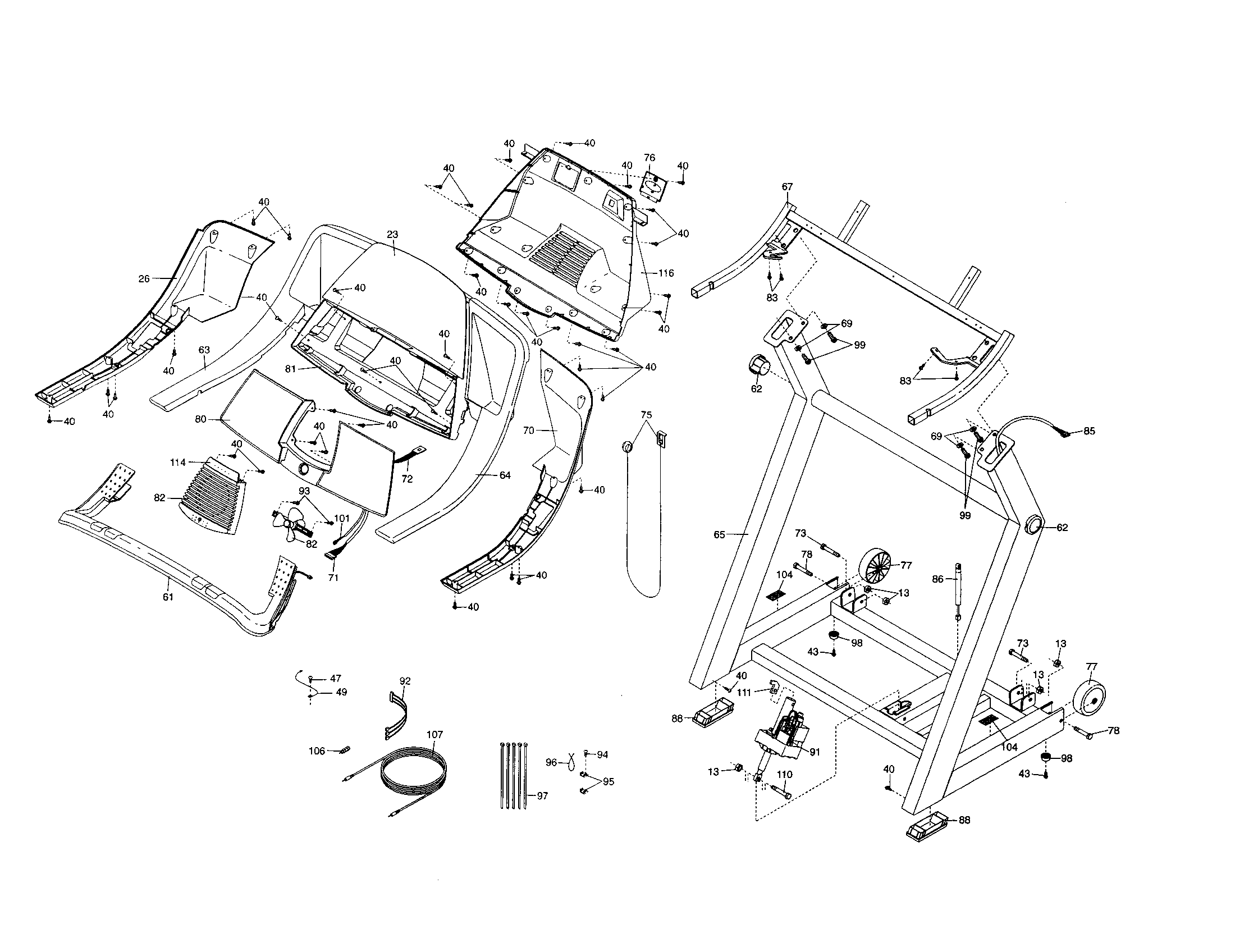 Proform PFTL71430 console/handrail diagram