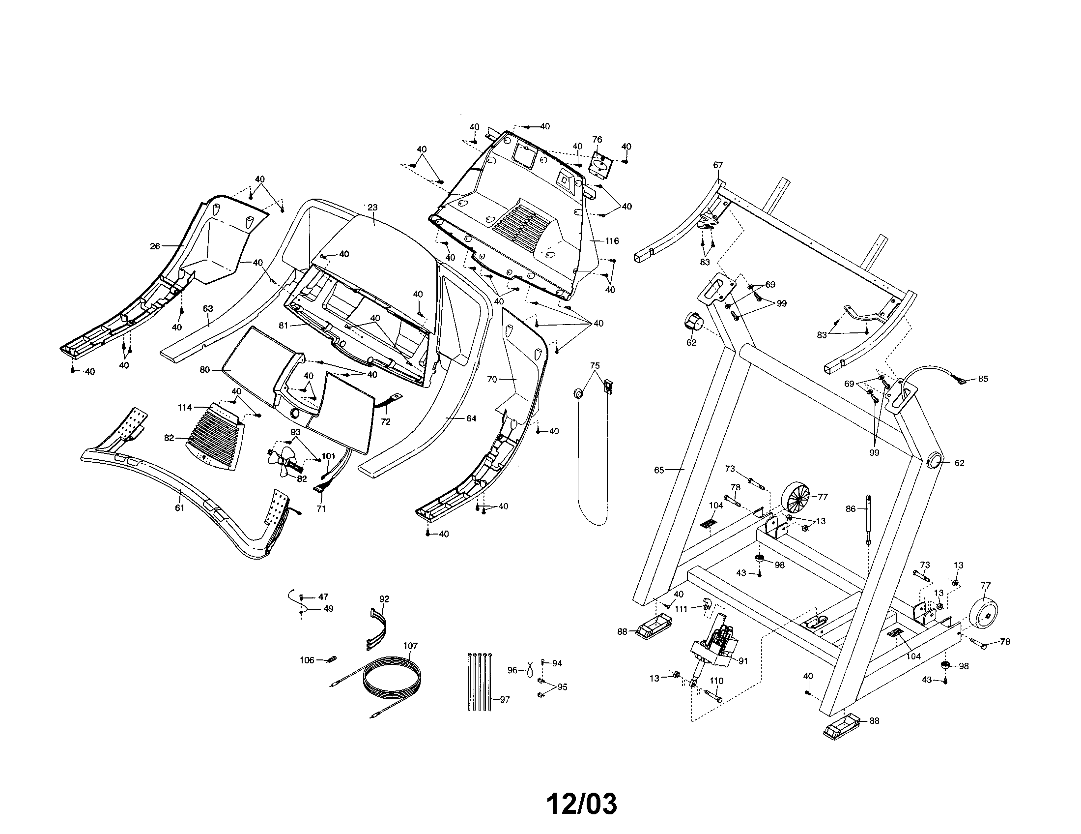 Proform PFTL71431 console/handrail diagram