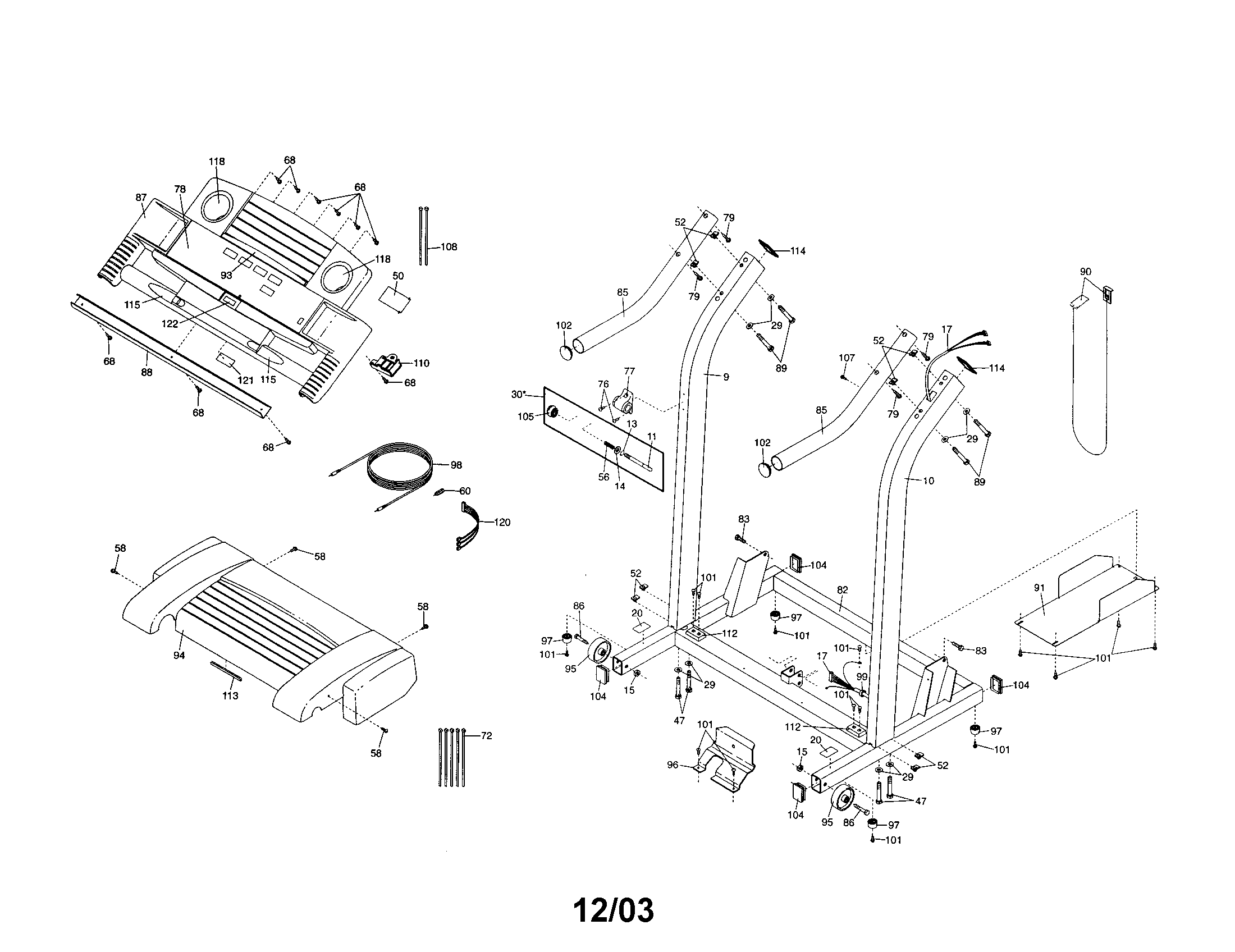 Weslo WLTL39324 console/motor hood/handrails diagram