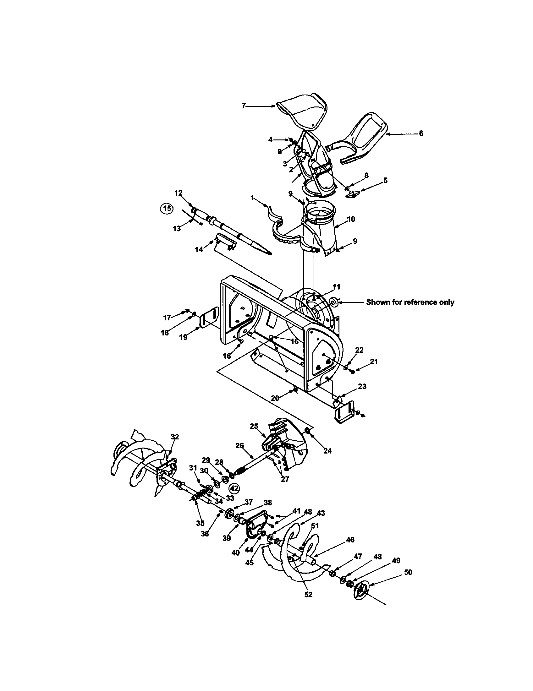 Craftsman 247887000 chute/impeller/auger 22" axle diagram
