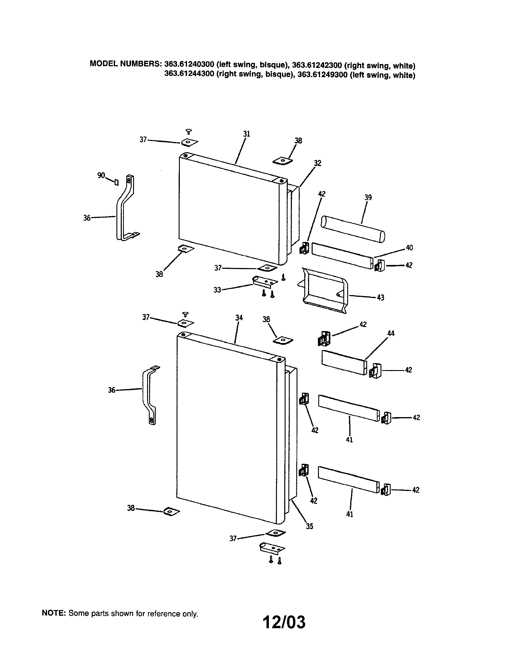 Kenmore 36361240300 doors diagram