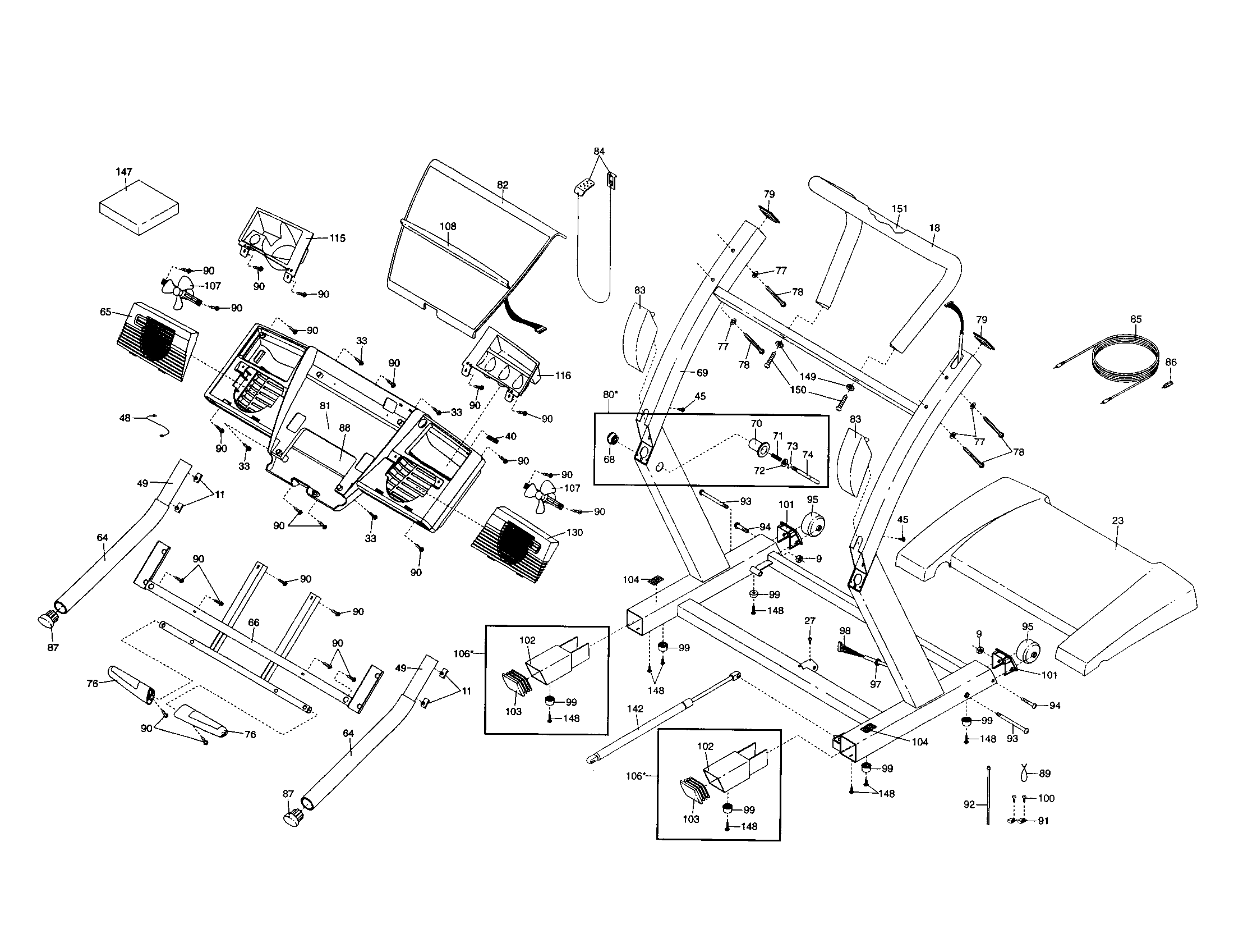NordicTrack 831294110 console/handrails diagram