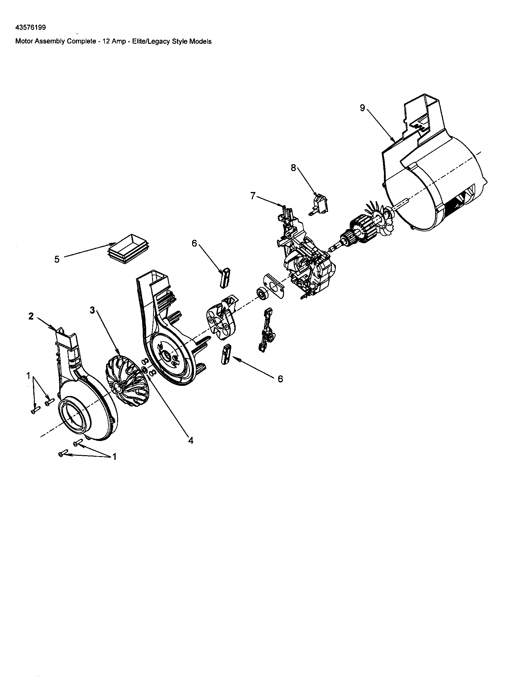 Hoover U5134920 motor assembly complete diagram