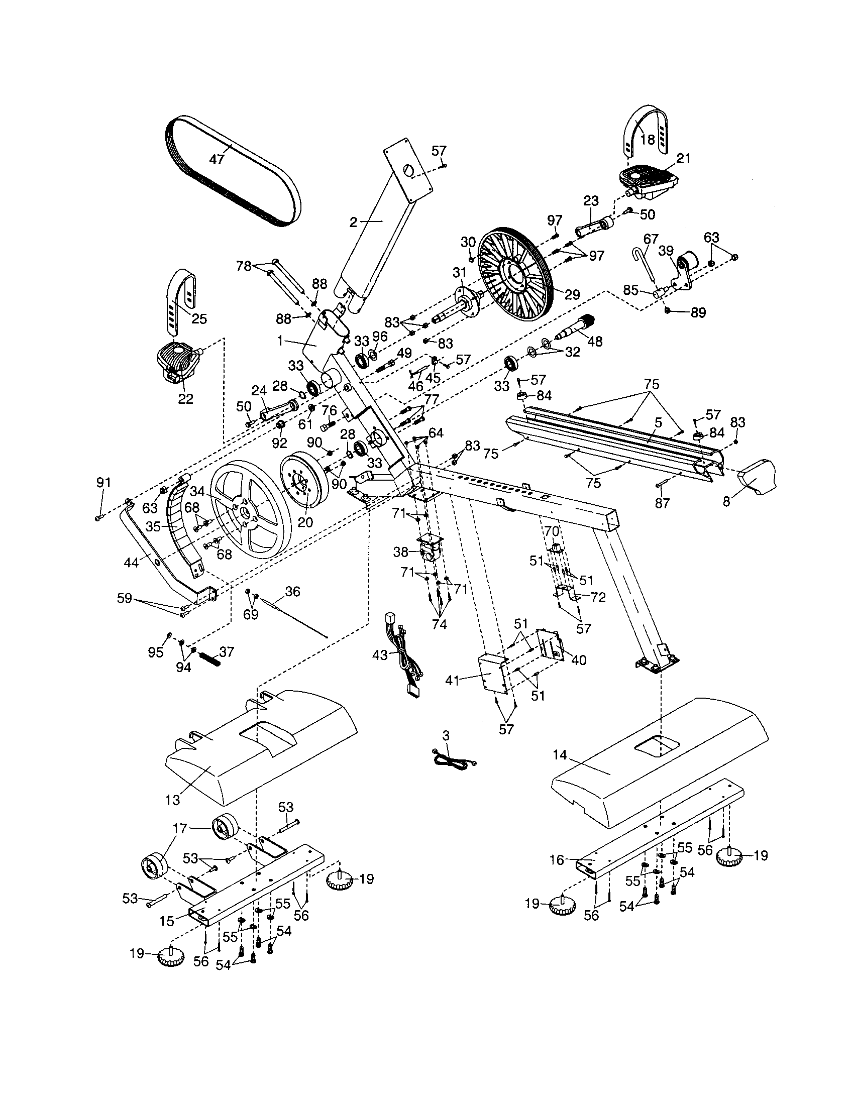 NordicTrack 831283192 belt/pulley/stabilizer cover diagram