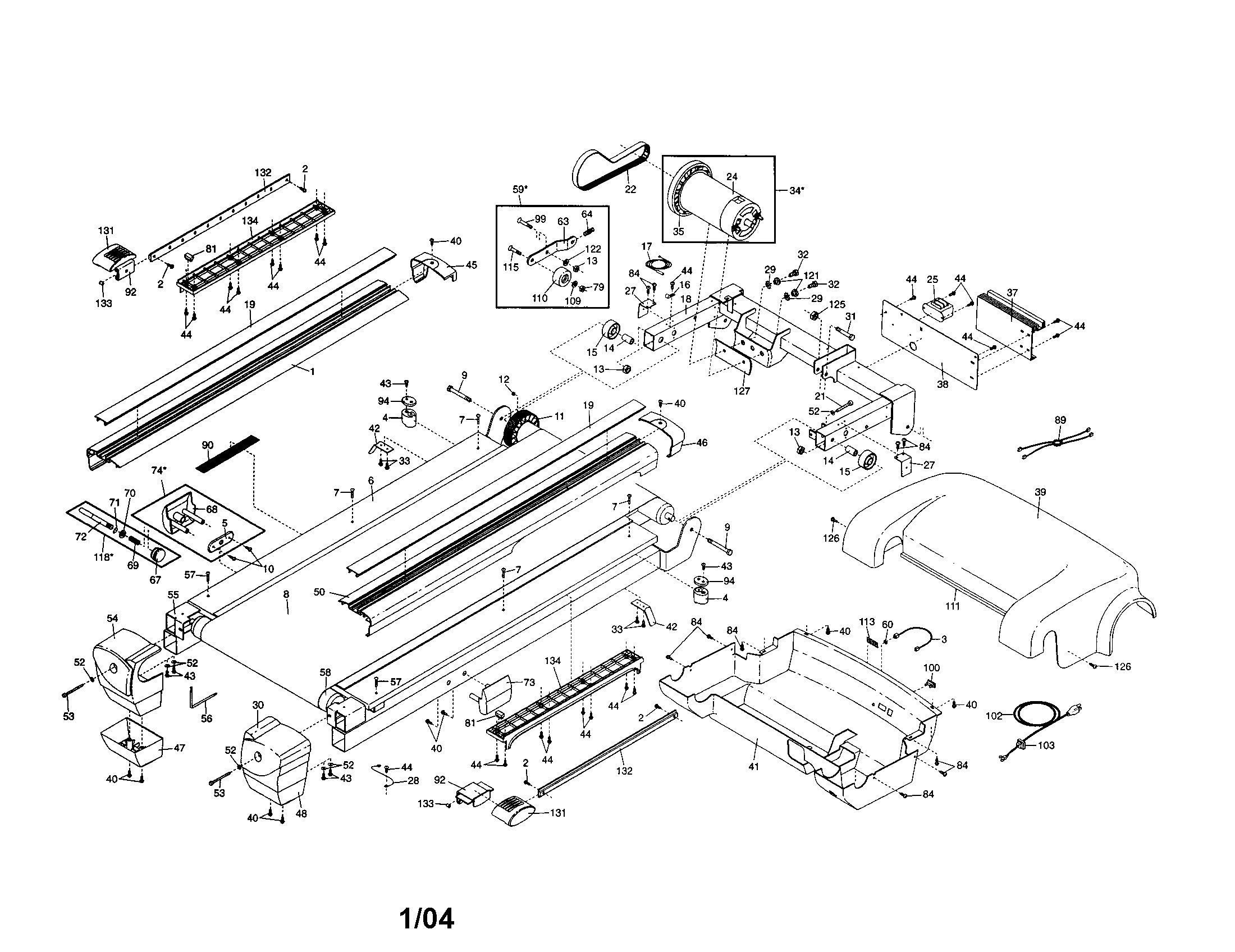 Proform PFTL71730 motor/hood/walking belt diagram