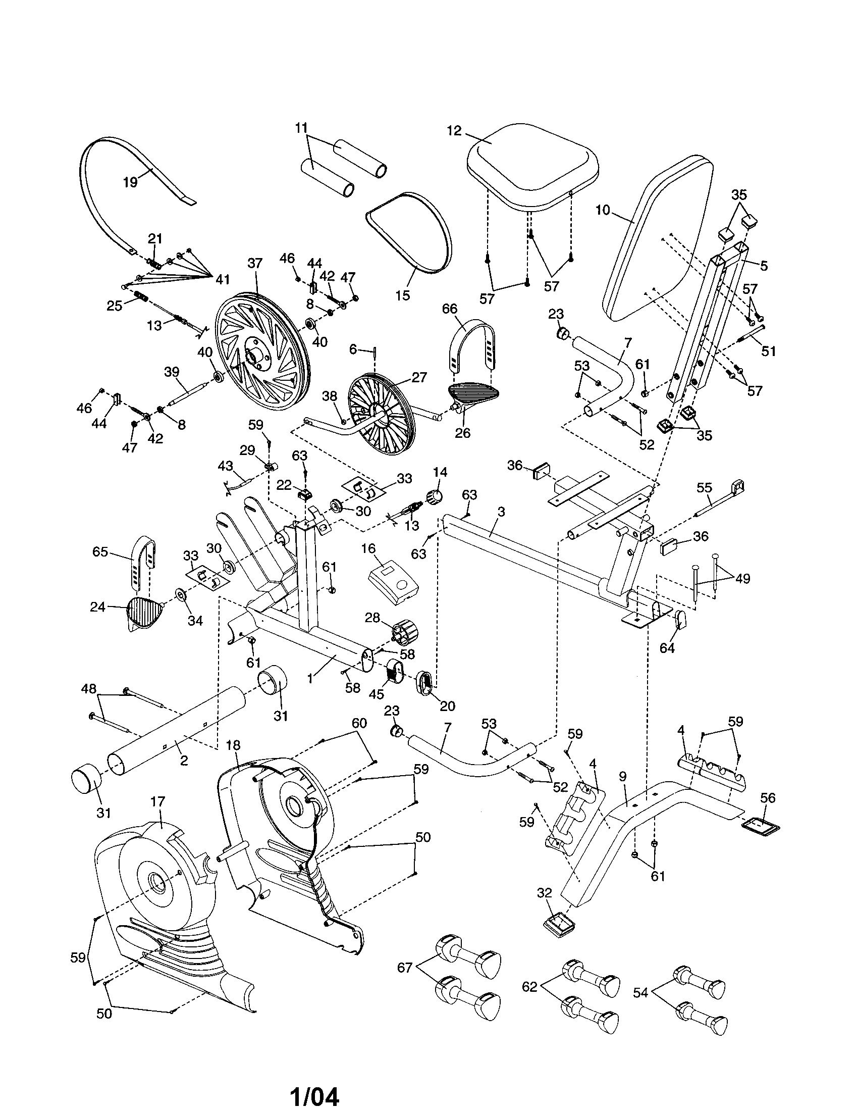 Weslo WLEX14930 frame/stabilizer/console/seat diagram