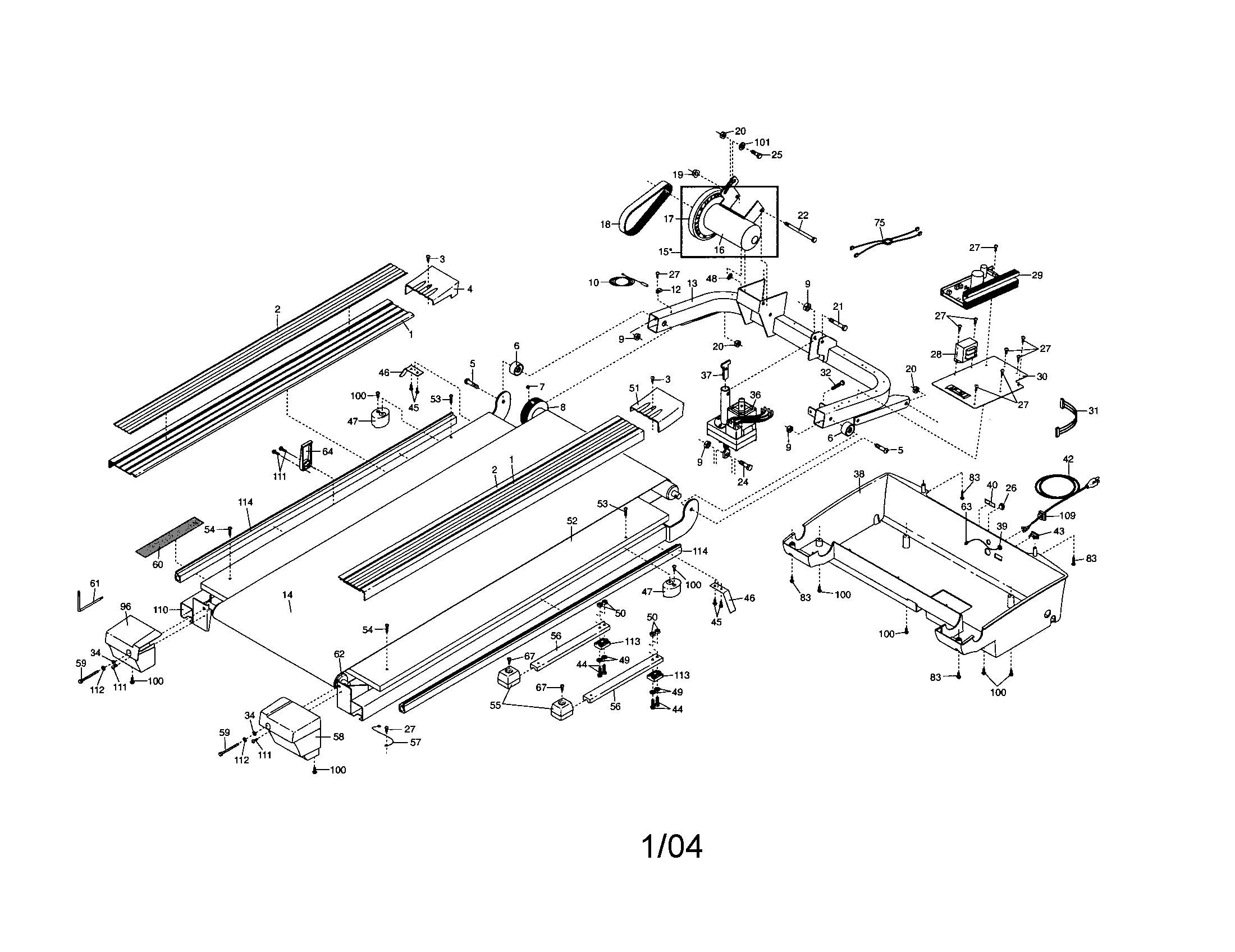 NordicTrack 831293370 walking belt/motor diagram