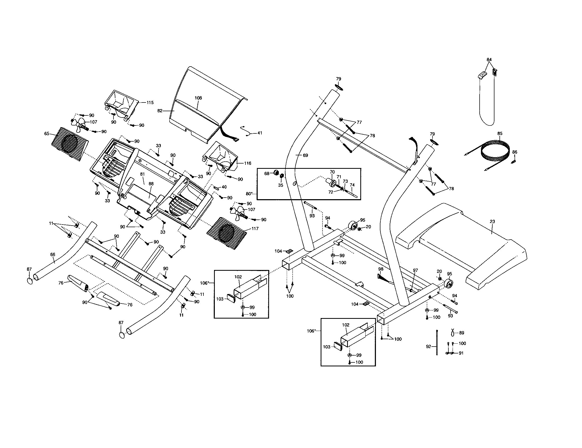 NordicTrack 831293370 console/handle/motor hood diagram