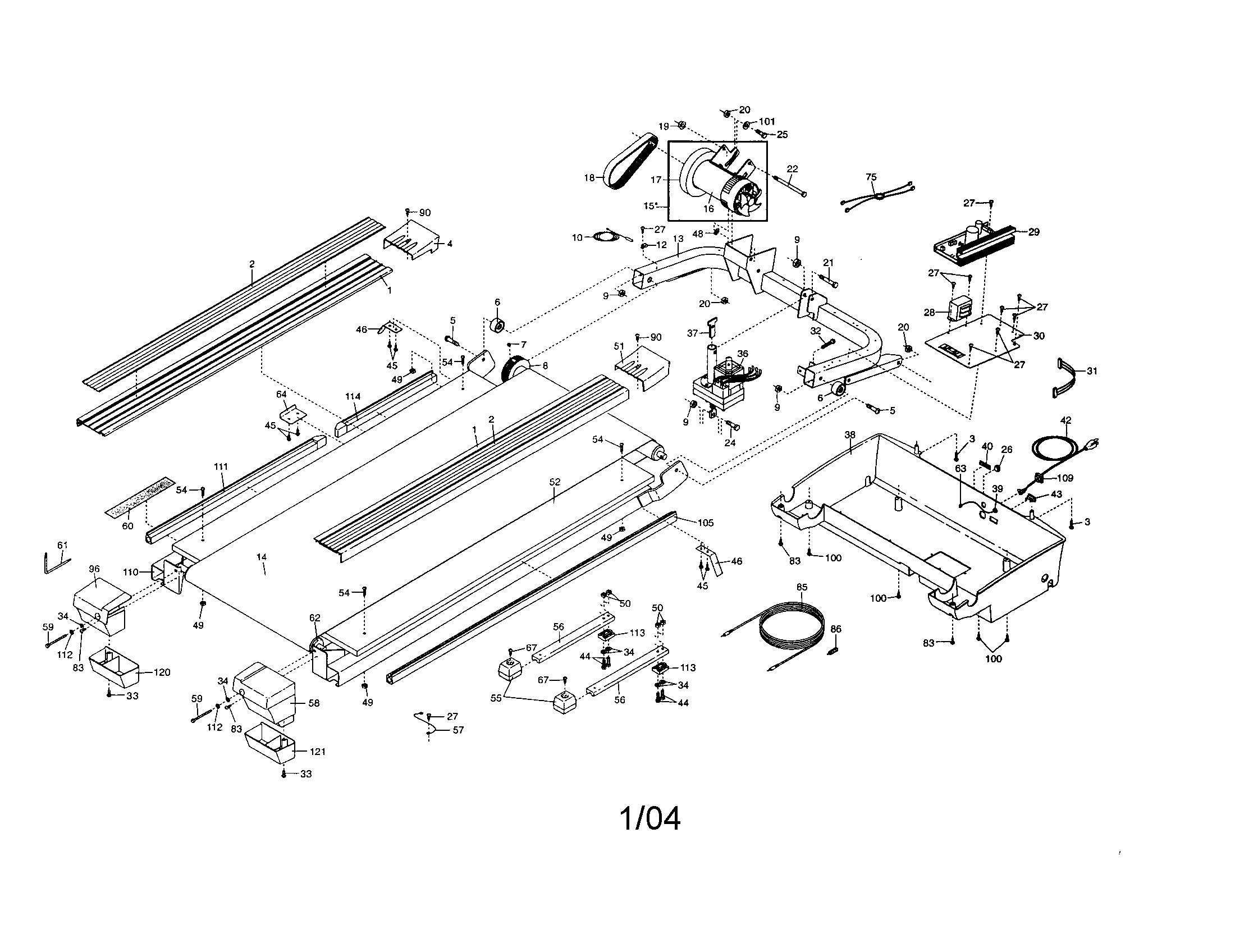 NordicTrack 831294070 walking belt/motor diagram