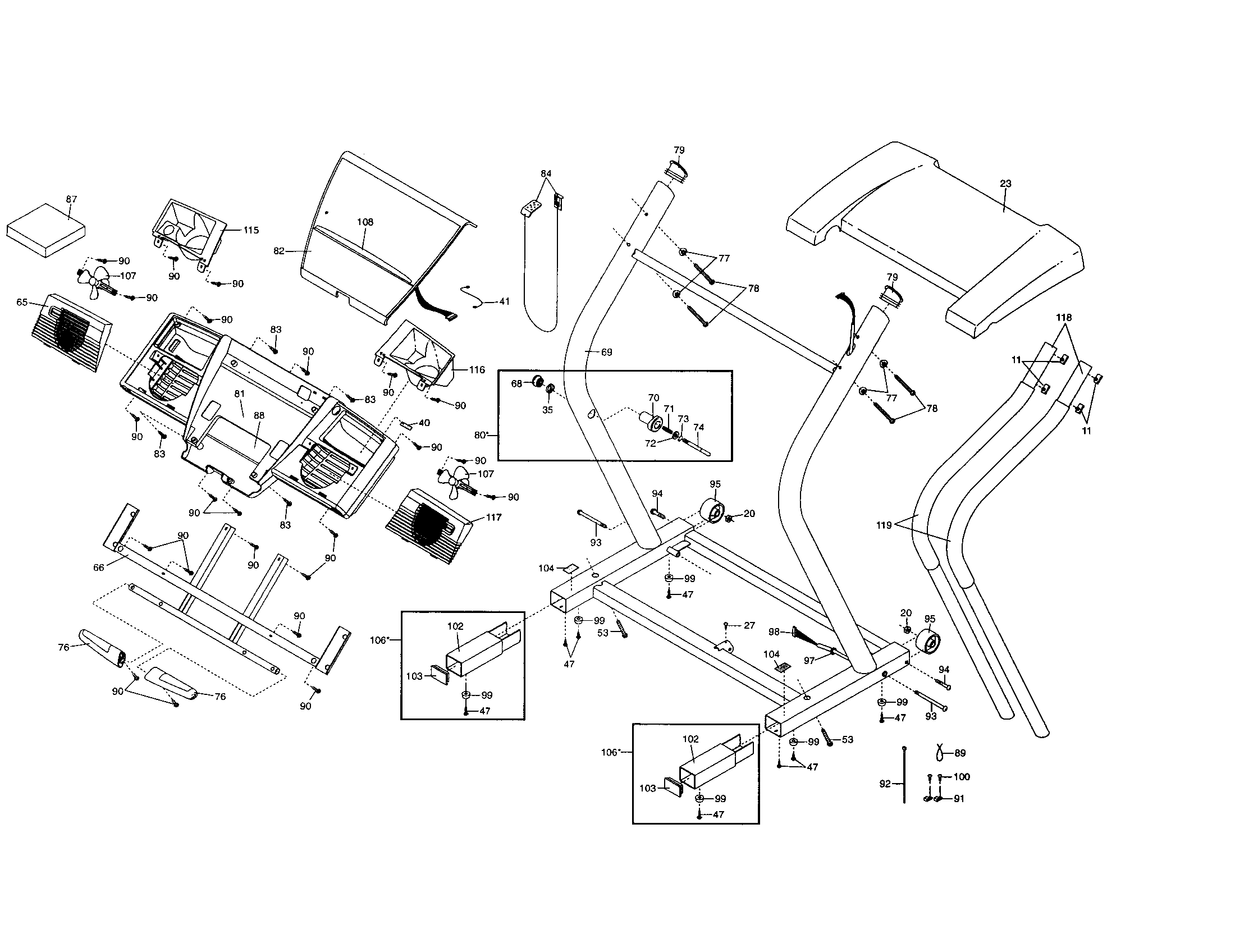 NordicTrack 831294070 console/handle/motor hood diagram