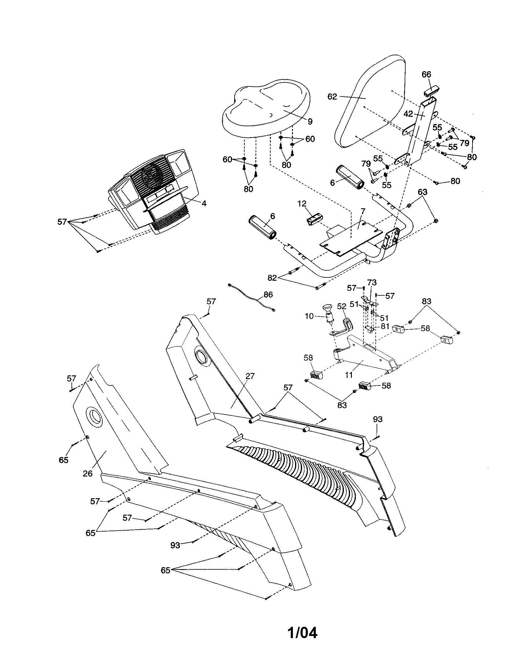 NordicTrack NTC69023 console/right and left sideshields diagram