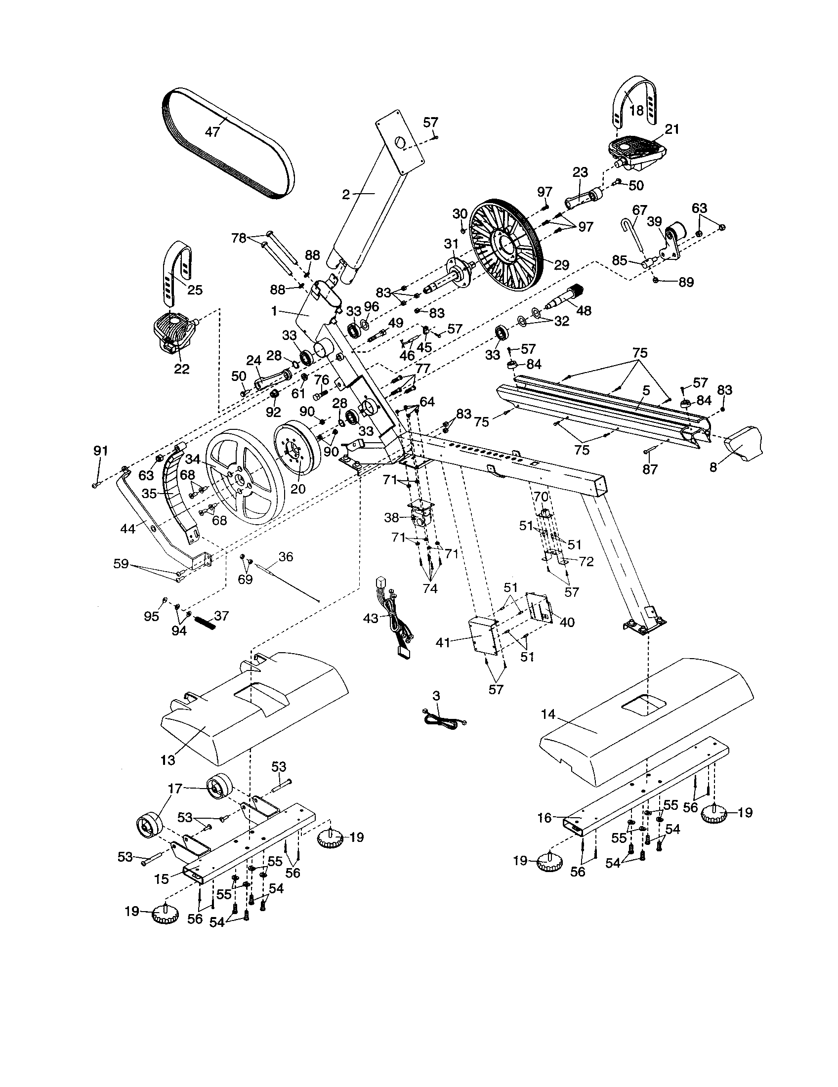 NordicTrack NTC69023 front and rear stabilizer covers diagram