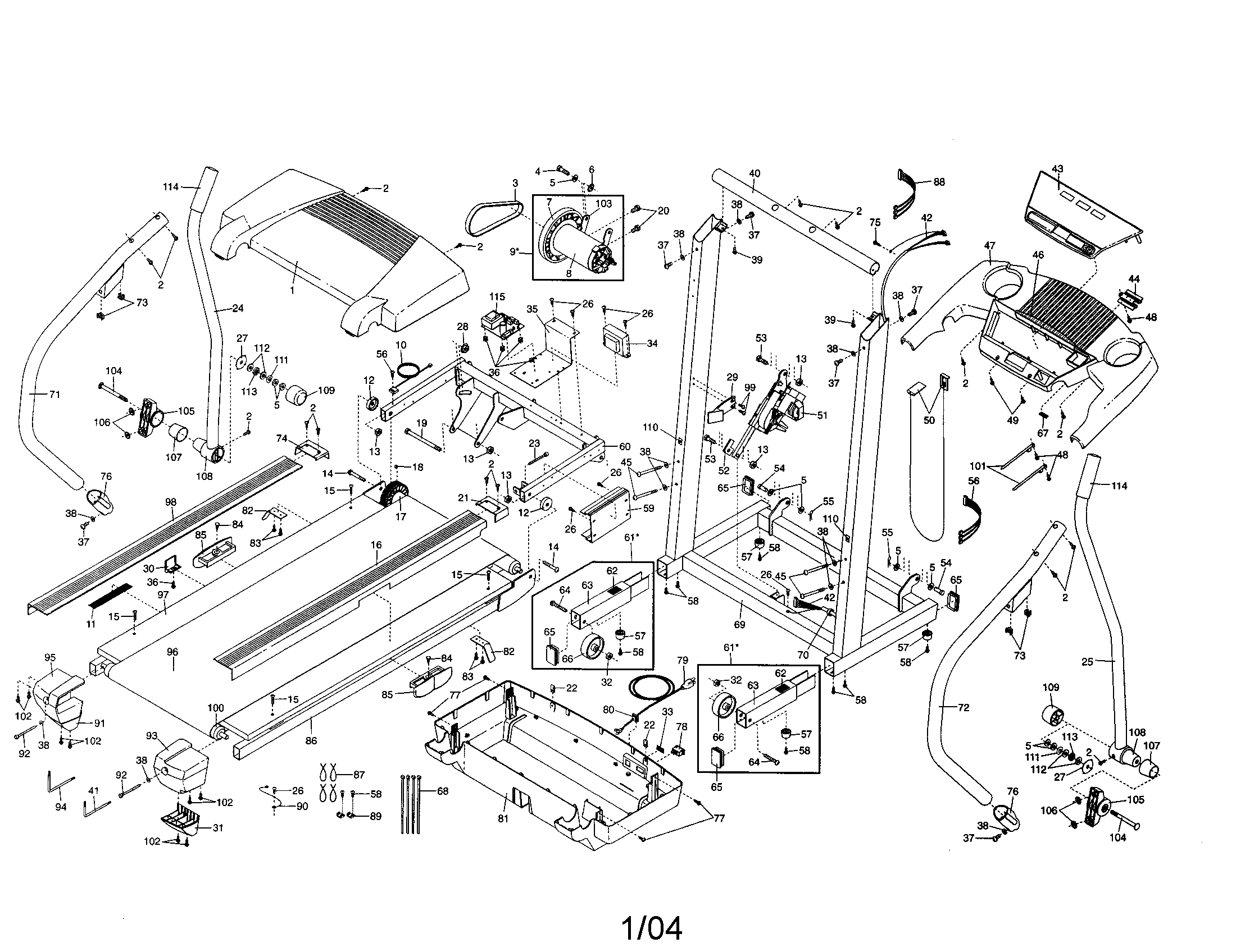 Proform 831294030 console/walking belt/motor/hood diagram