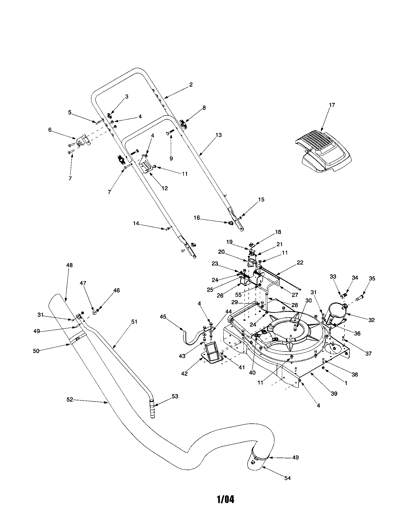 Troybilt 24B-060F063-2002 handle/housing/shroud diagram