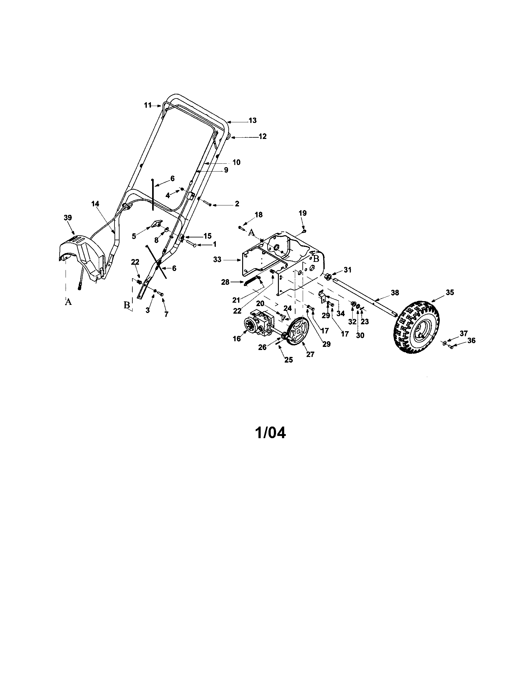 MTD 380 transmission/handle diagram