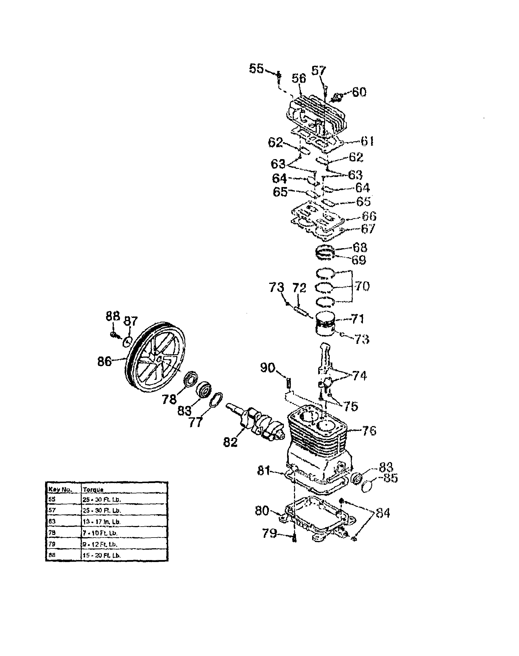 Ingersoll Rand T10560V1D head/flywheel diagram