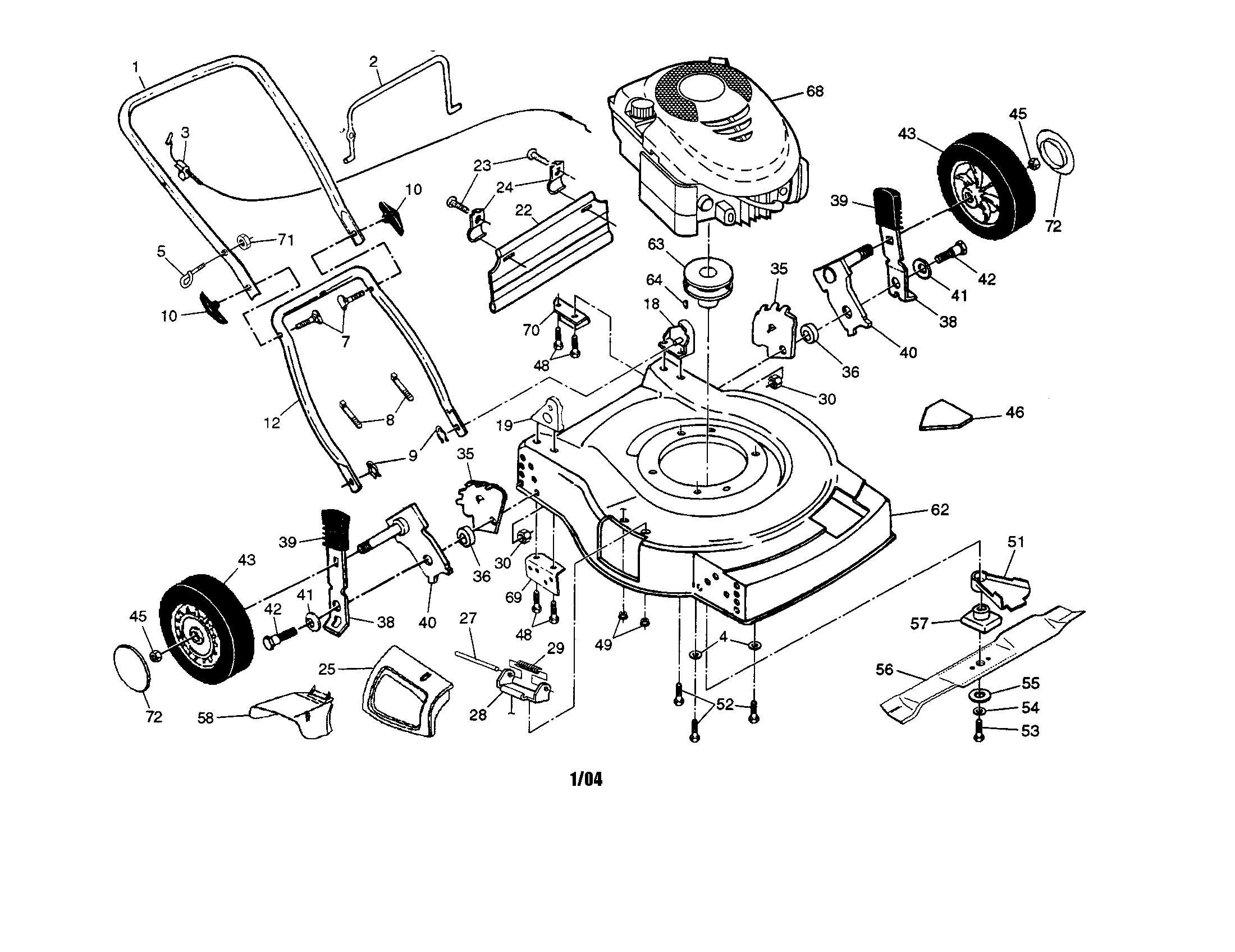 Weed Eater WM55Y22SA handle/engine/housing diagram