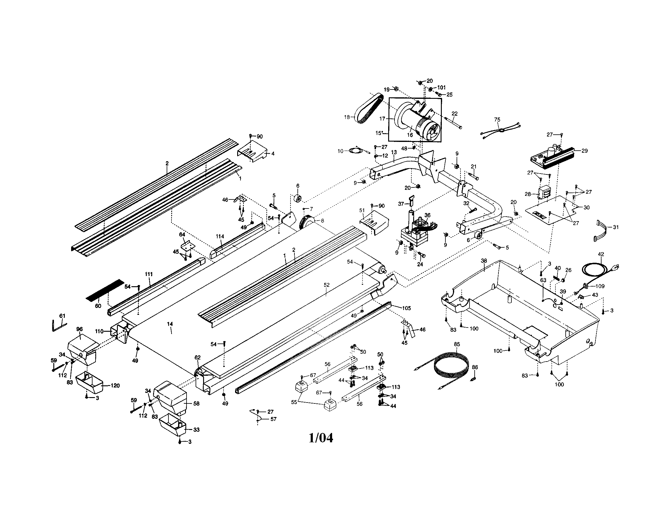 NordicTrack NTL10841 motor/walking belt/bellypan diagram