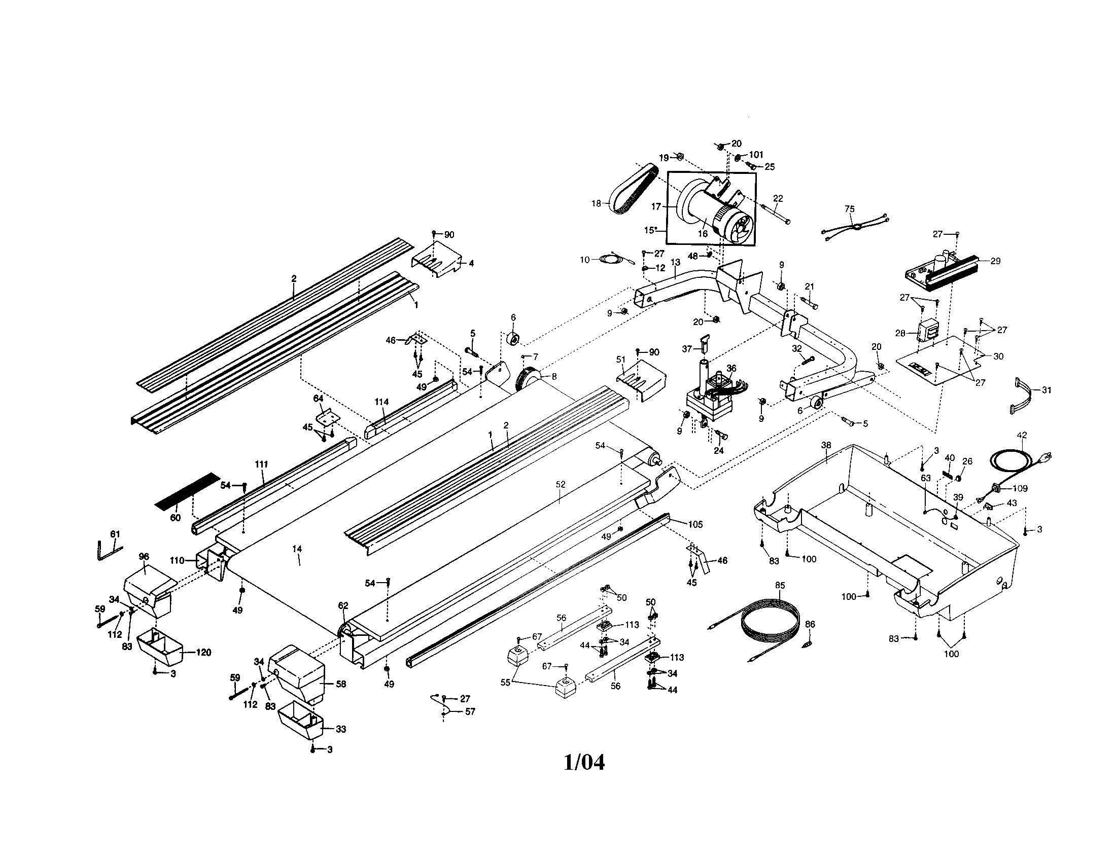 NordicTrack 831294271 waling belt/motor/bellypan diagram
