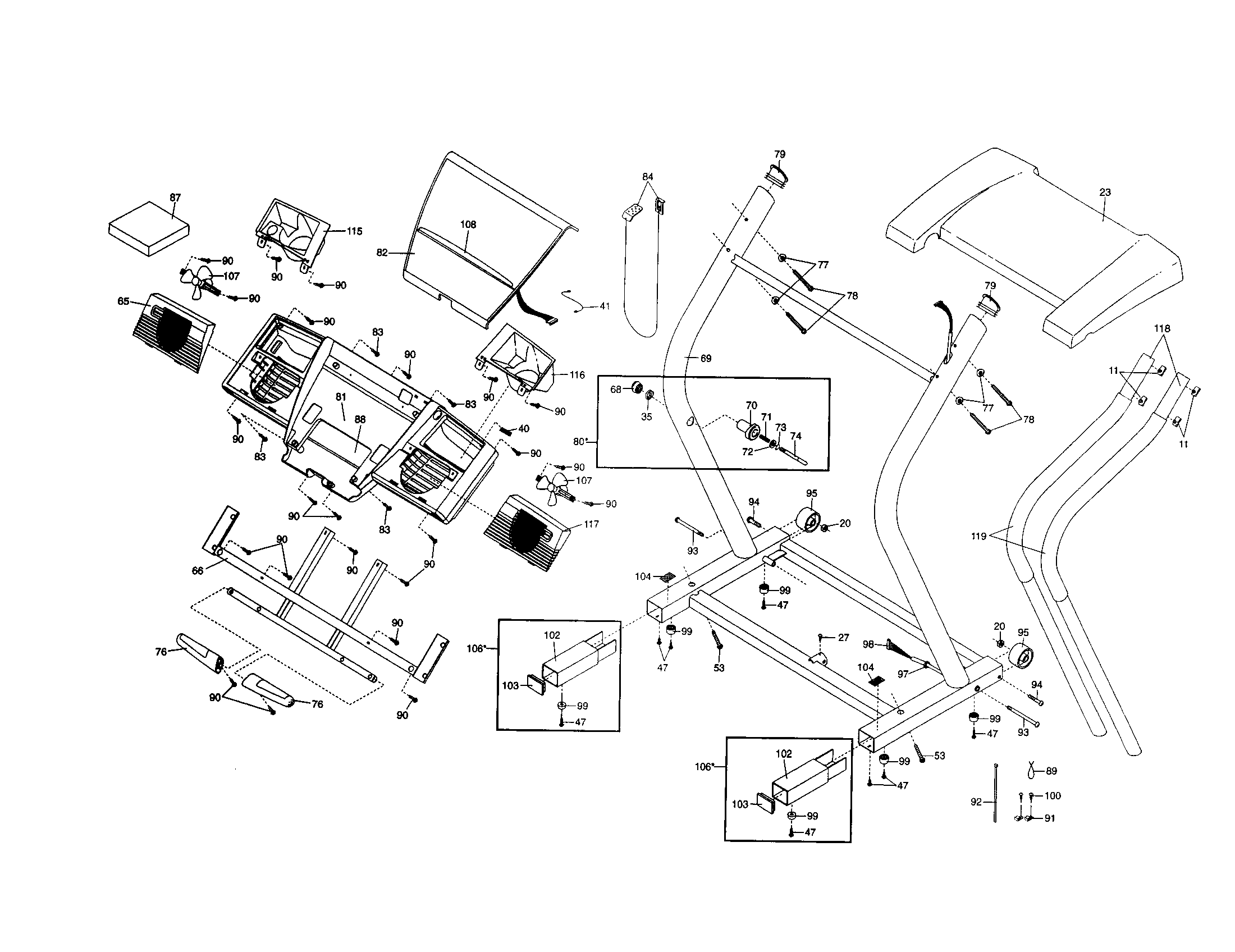 NordicTrack 831294271 console/upright rails diagram