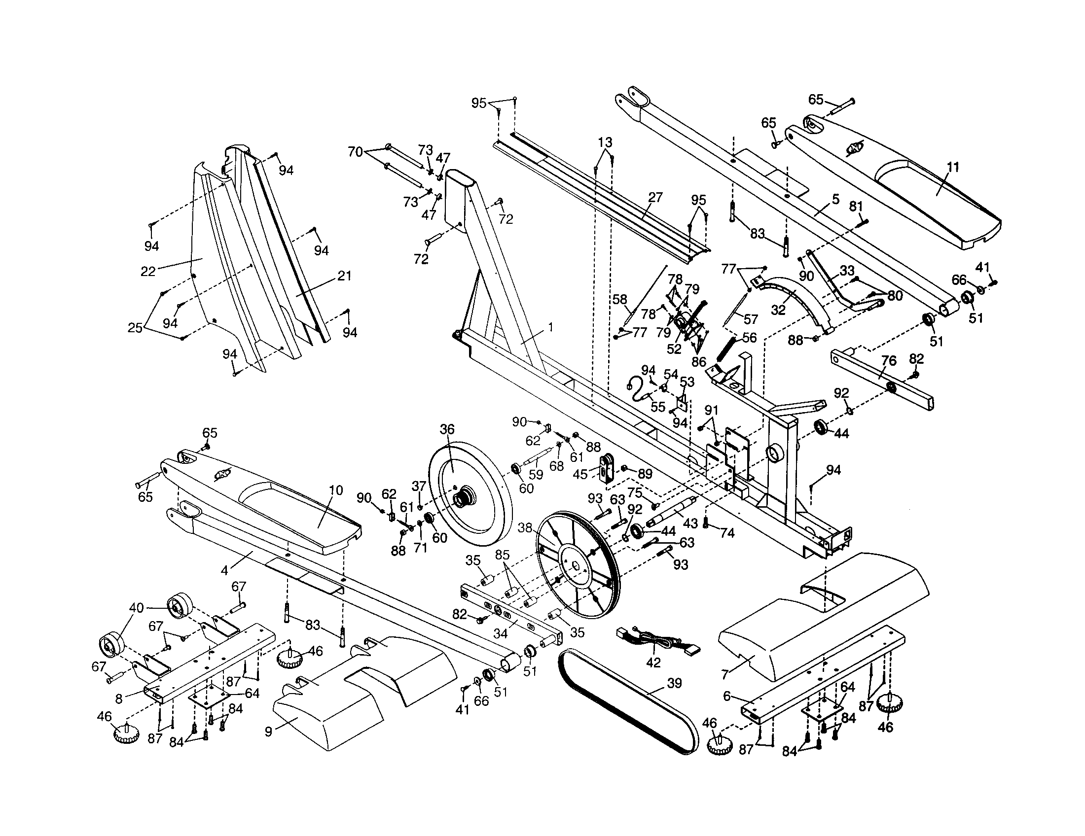 NordicTrack NEL07940 pedals/upright covers/flywheel diagram