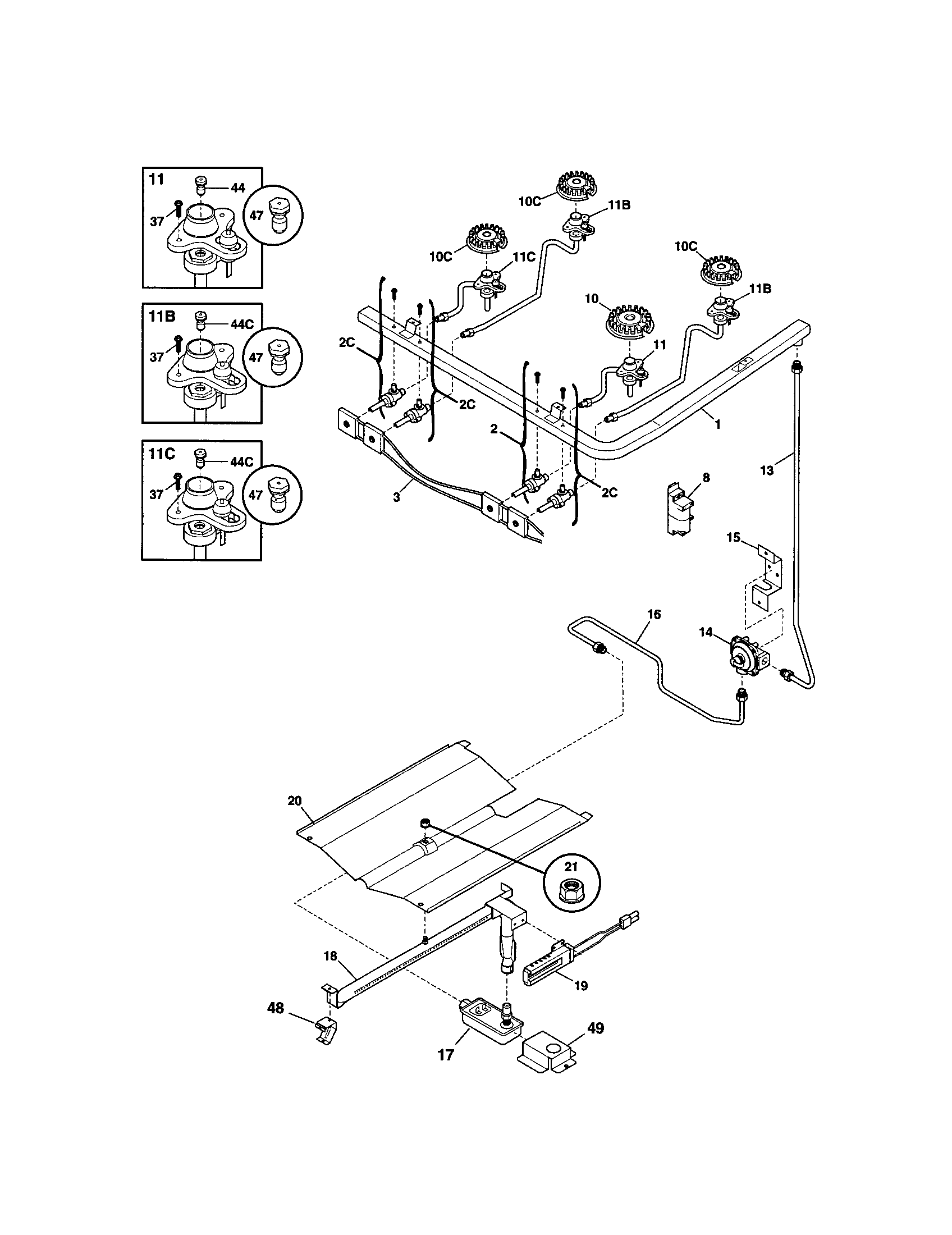 Tappan TGF336AWF burner diagram