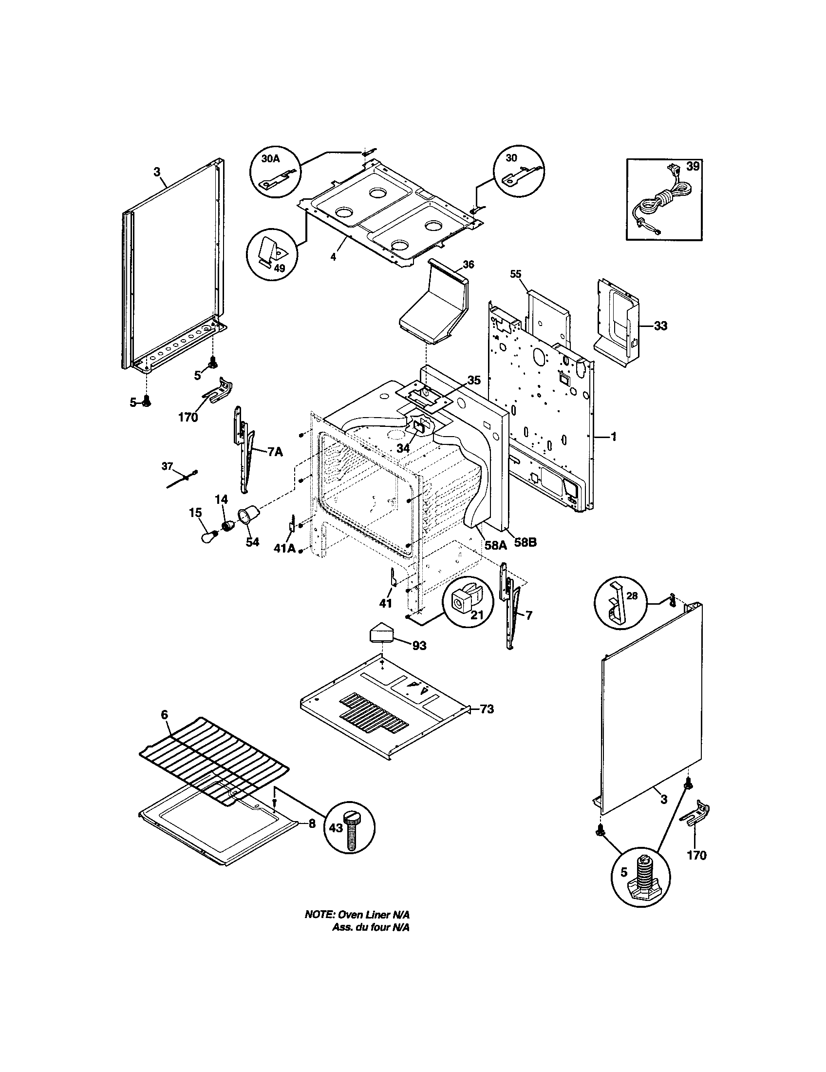 Tappan TGF336AWF body diagram