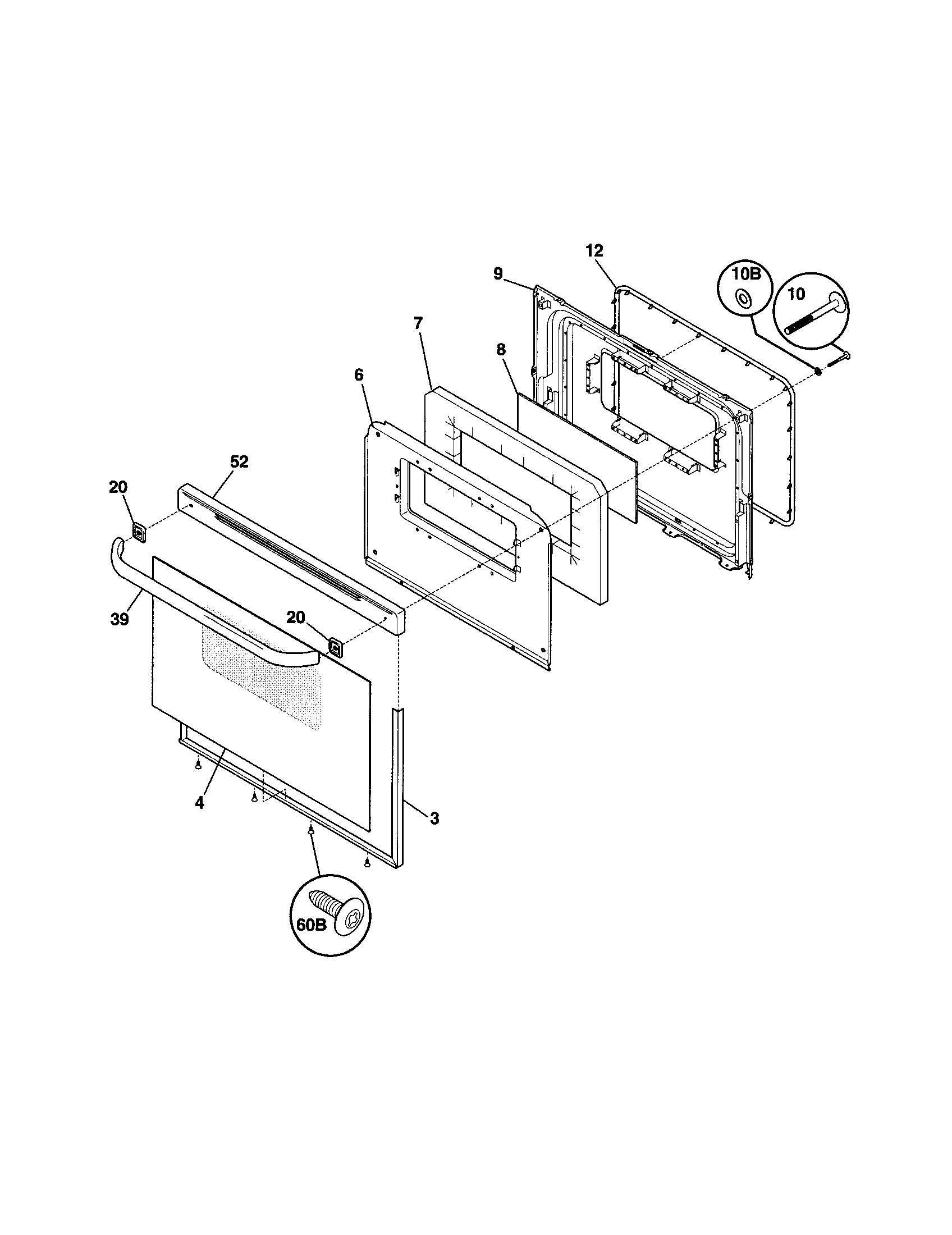Tappan TGF336AWF door diagram
