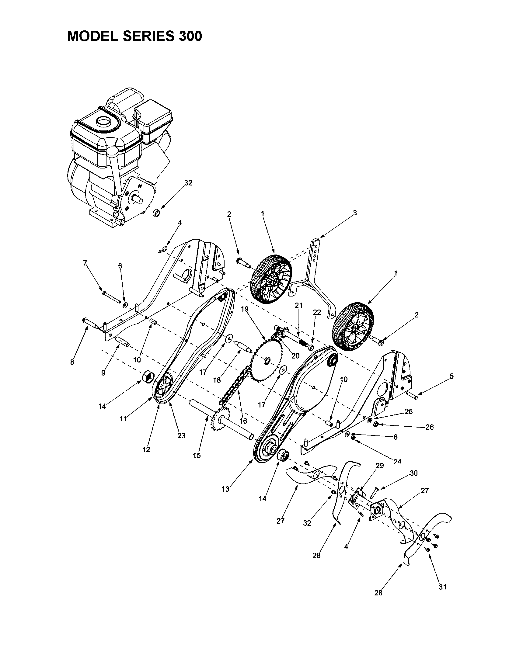 MTD 300 sprocket/shaft/chain/wheels diagram