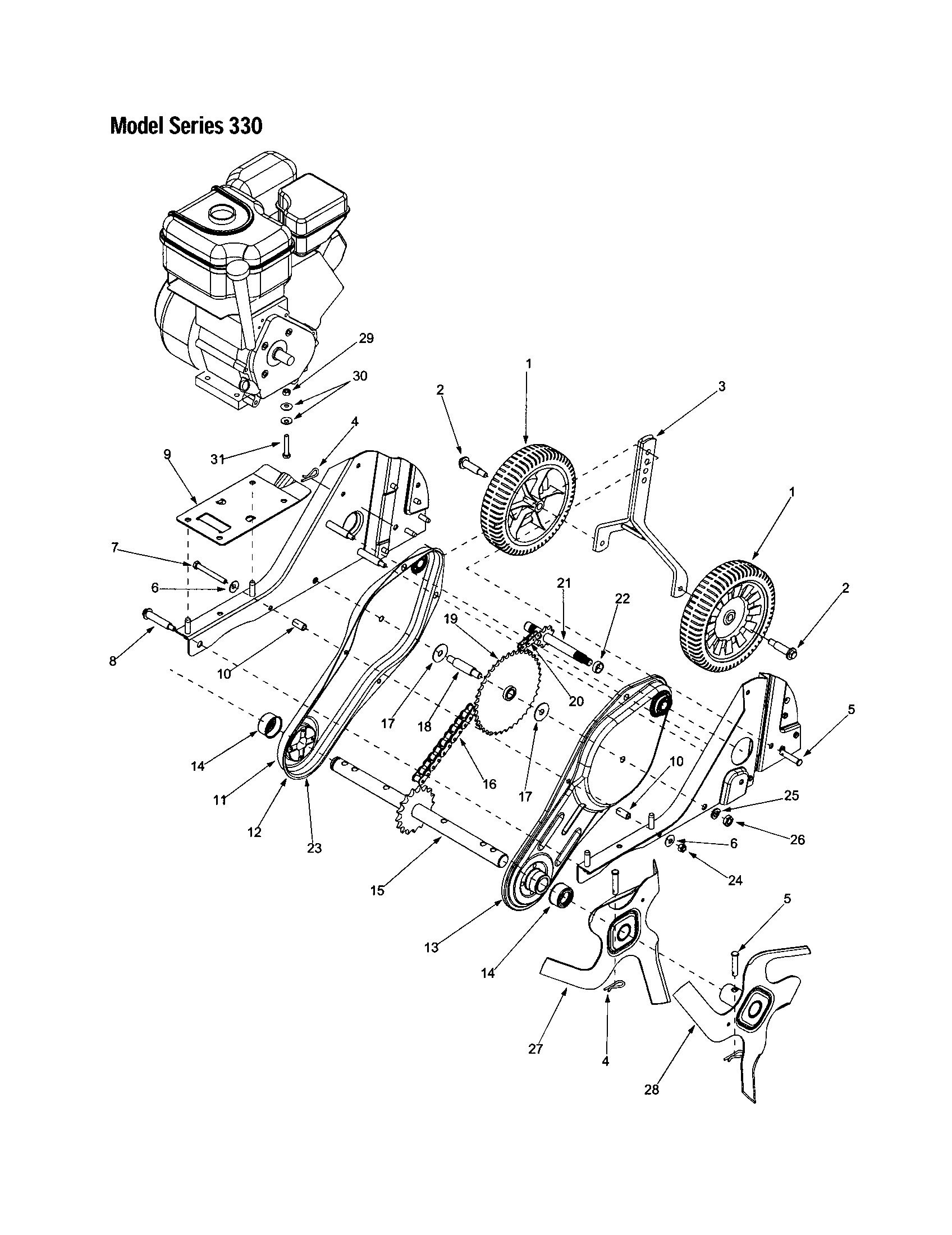 MTD 300 sprocket/shaft/chain/wheels diagram