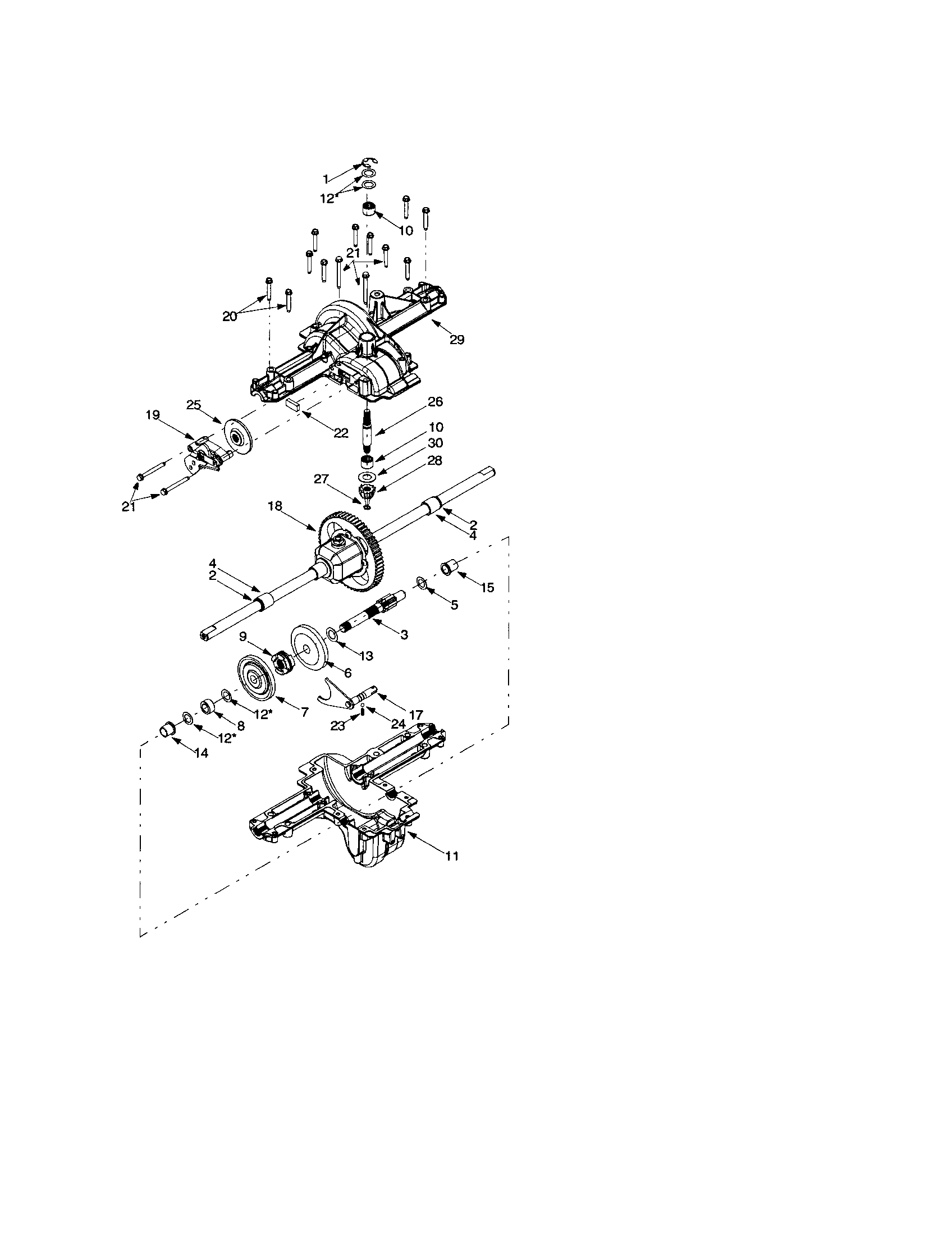 Troybilt X609G differential/brake/drive shaft diagram