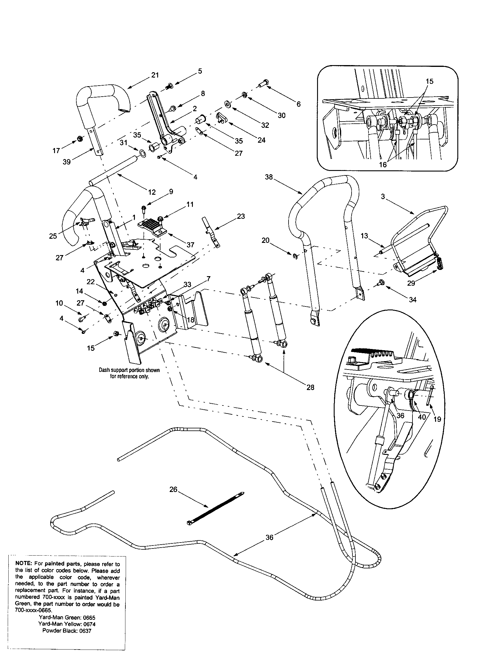 MTD 13AD624G401 handle/bail/damper cylinder diagram