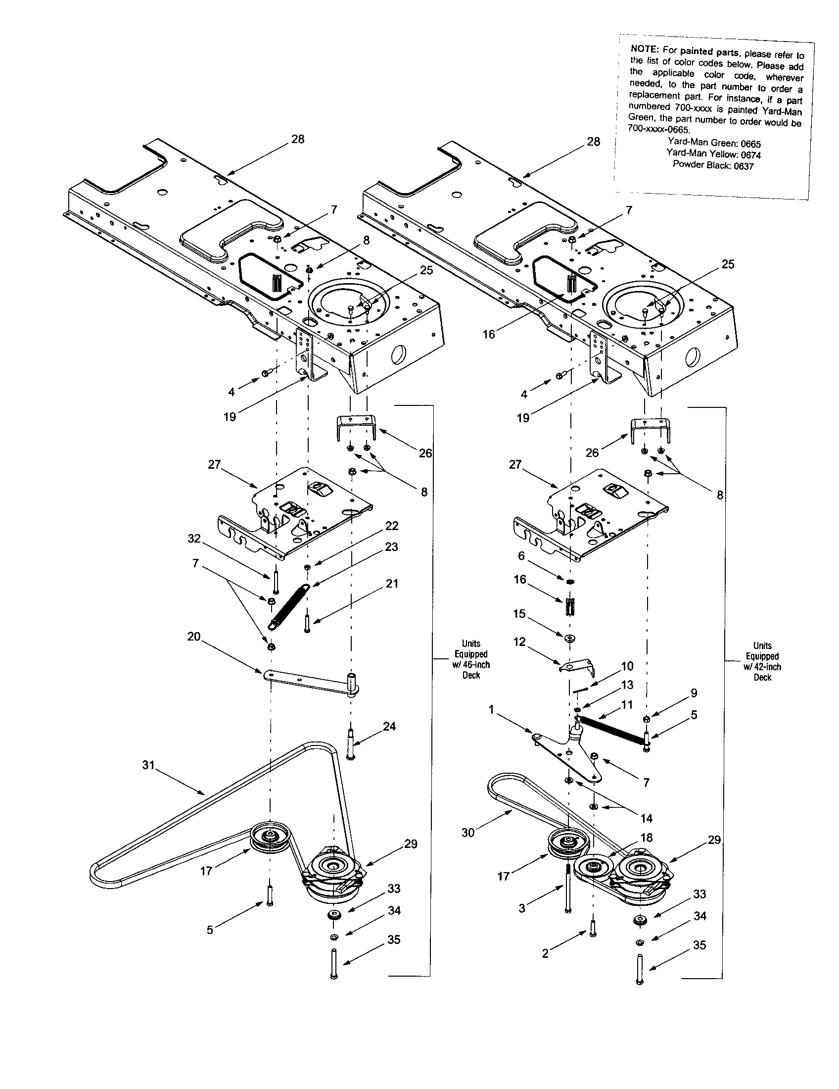 MTD 13AD624G401 decks/frame/pto clutch diagram