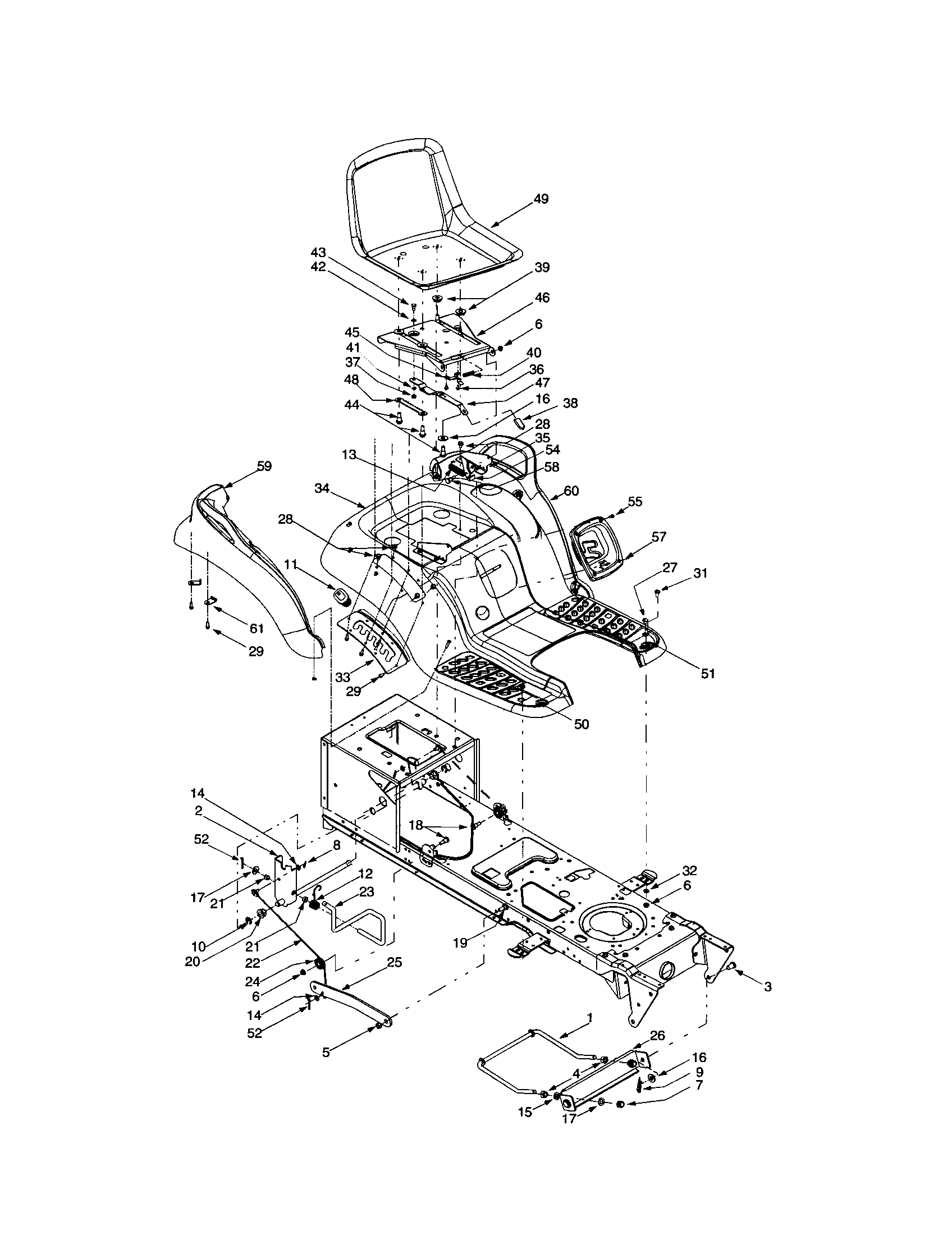 Bolens G808H seat/fender diagram