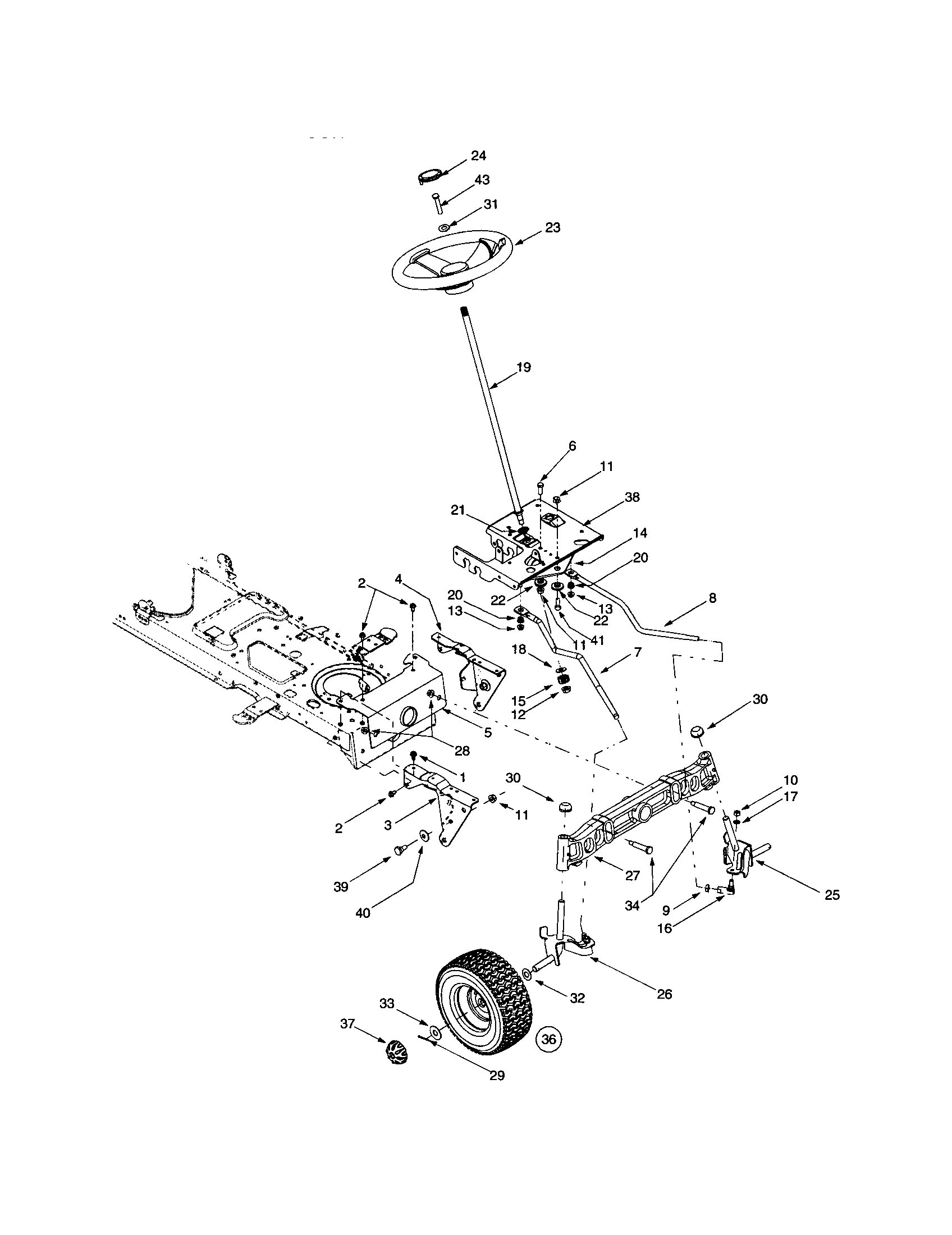 Bolens G808H steering/wheel/tire/rim diagram