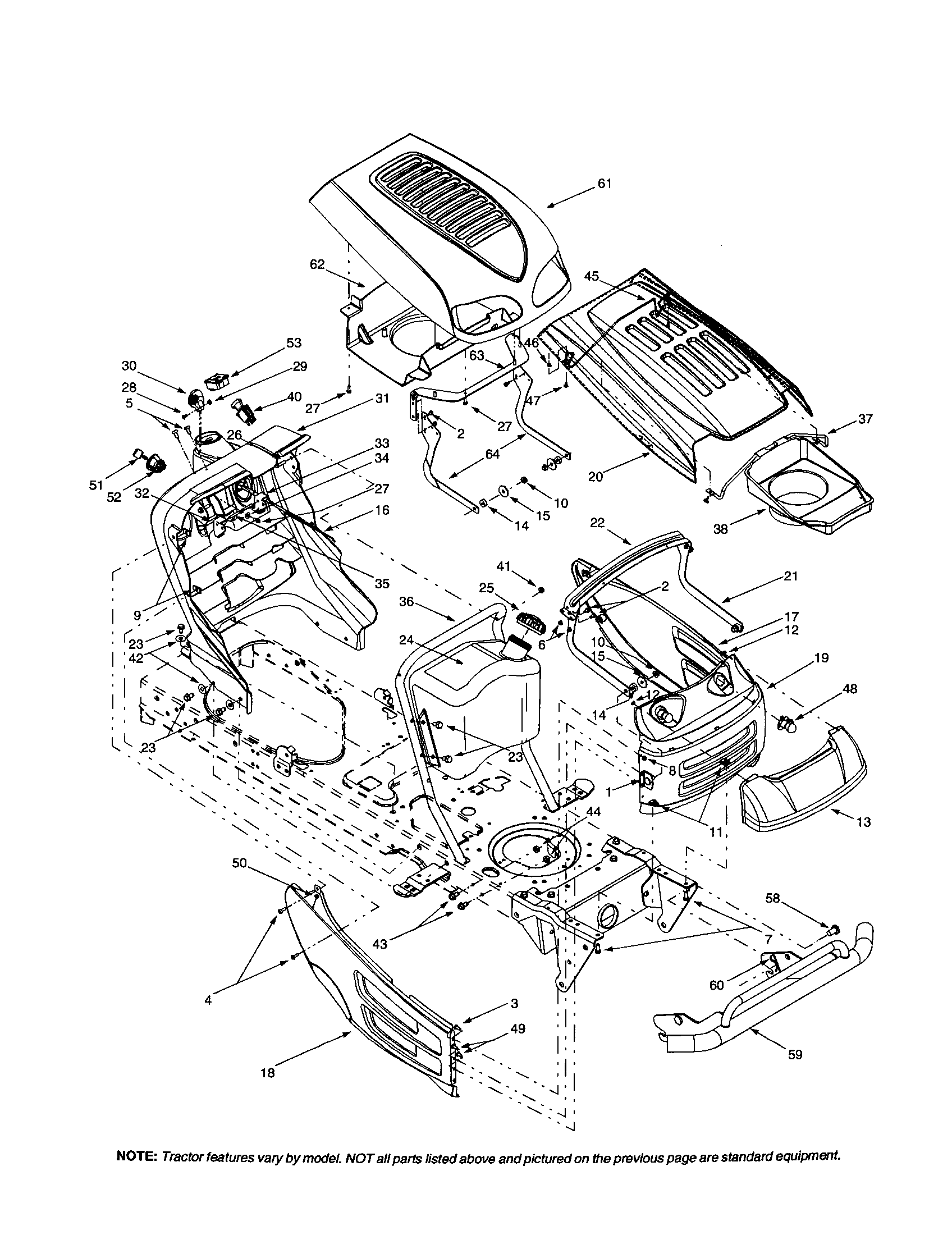 MTD 609 hood/fuel tank-607 and 608 diagram