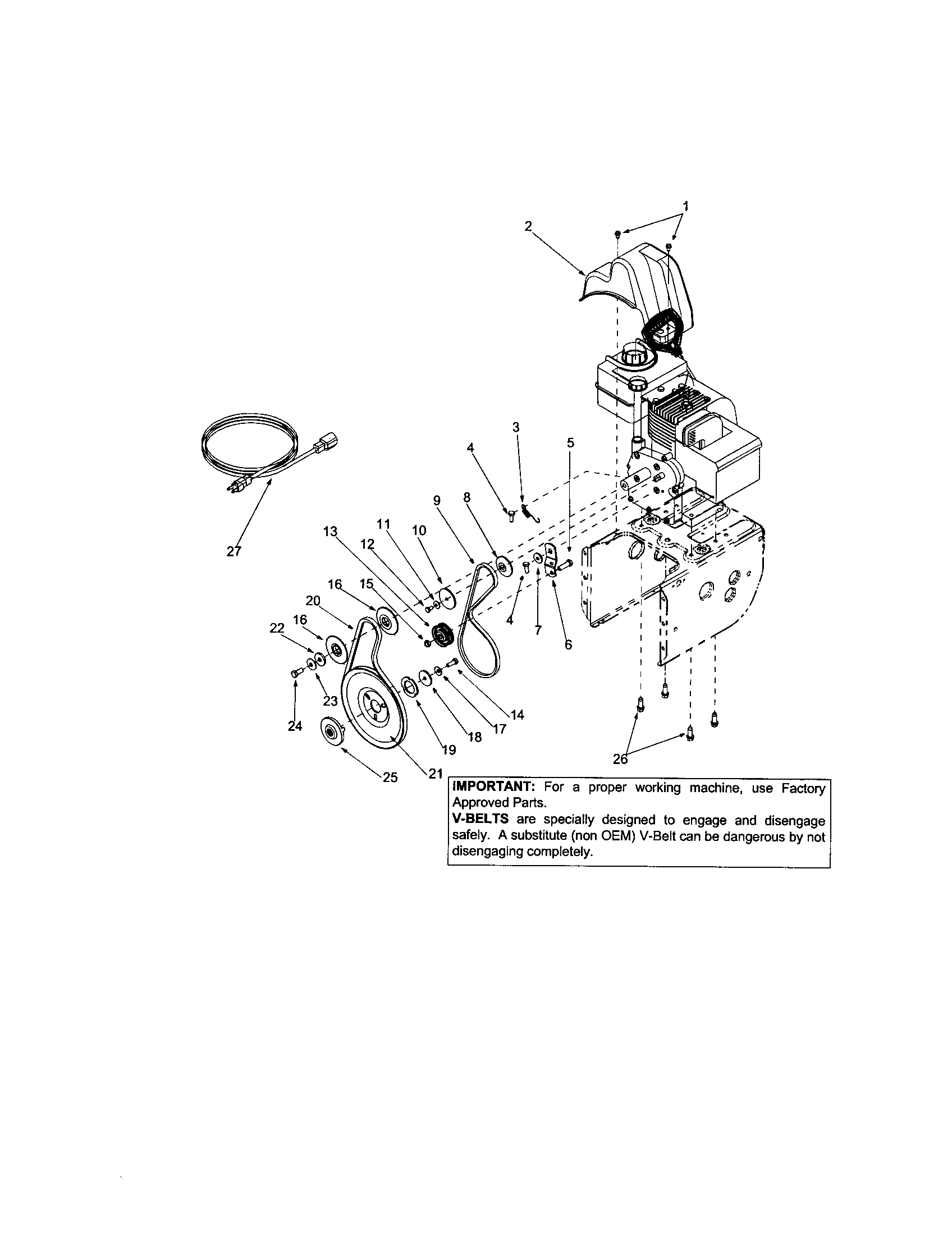 MTD 614E belts/pulleys-614e diagram