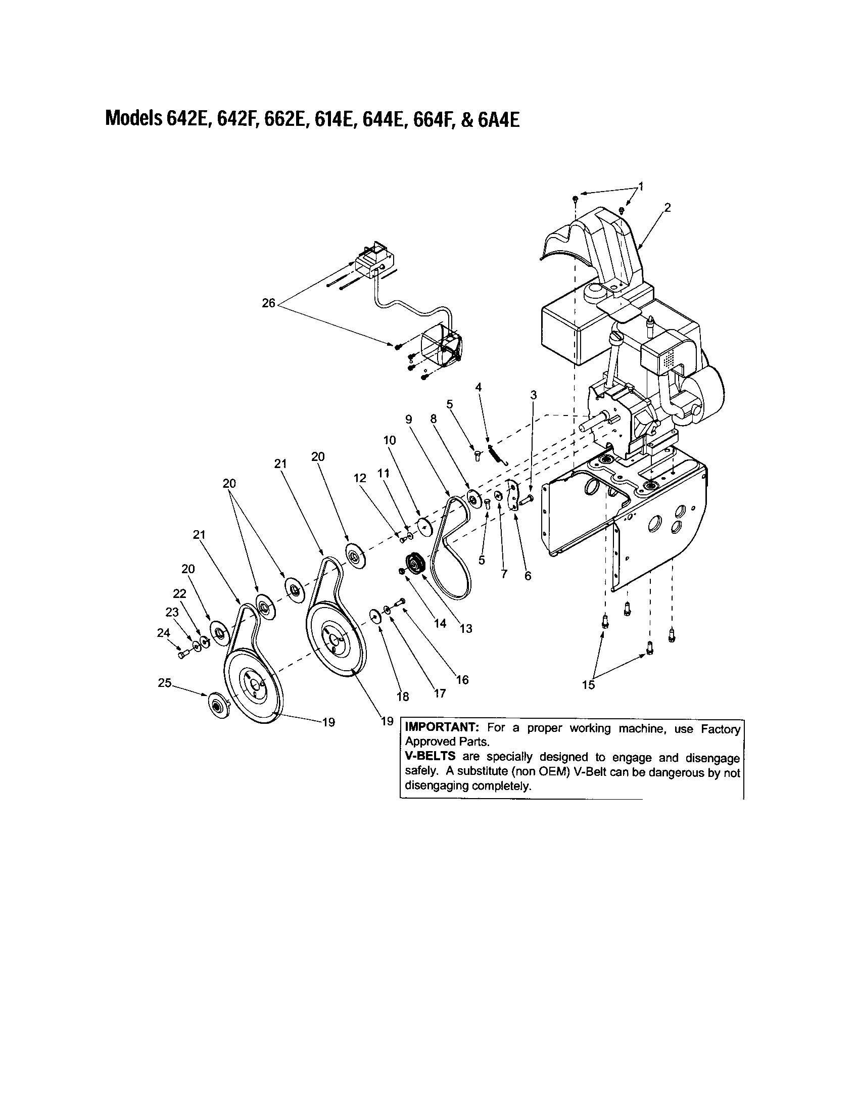 MTD 614E belts/pulleys diagram