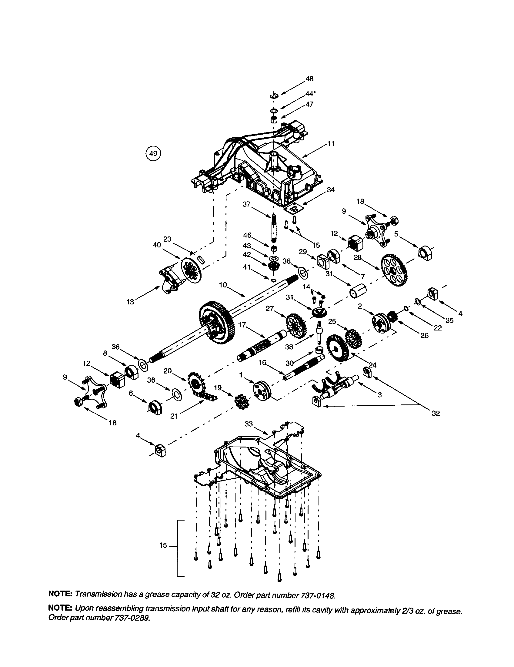 Troybilt 14AZ809H063 differential axle assembly diagram