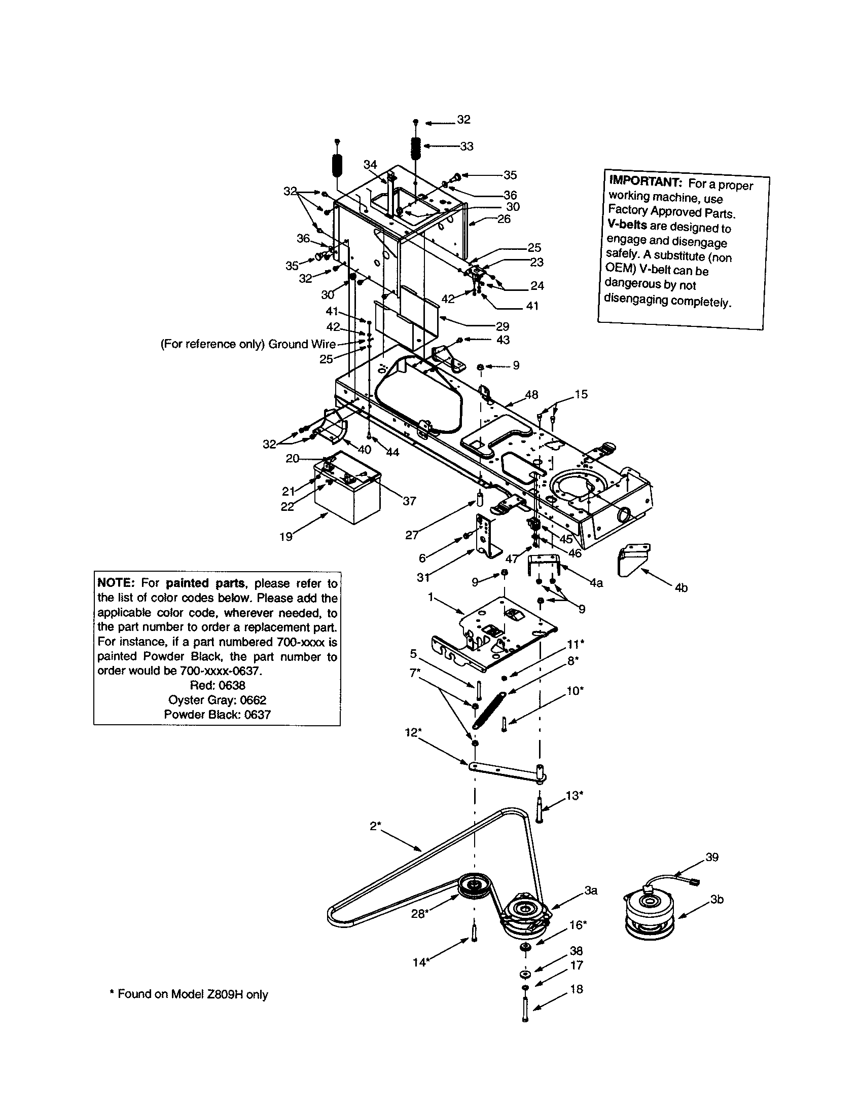 Troybilt 14AZ809H063 hitch plate/clutch diagram