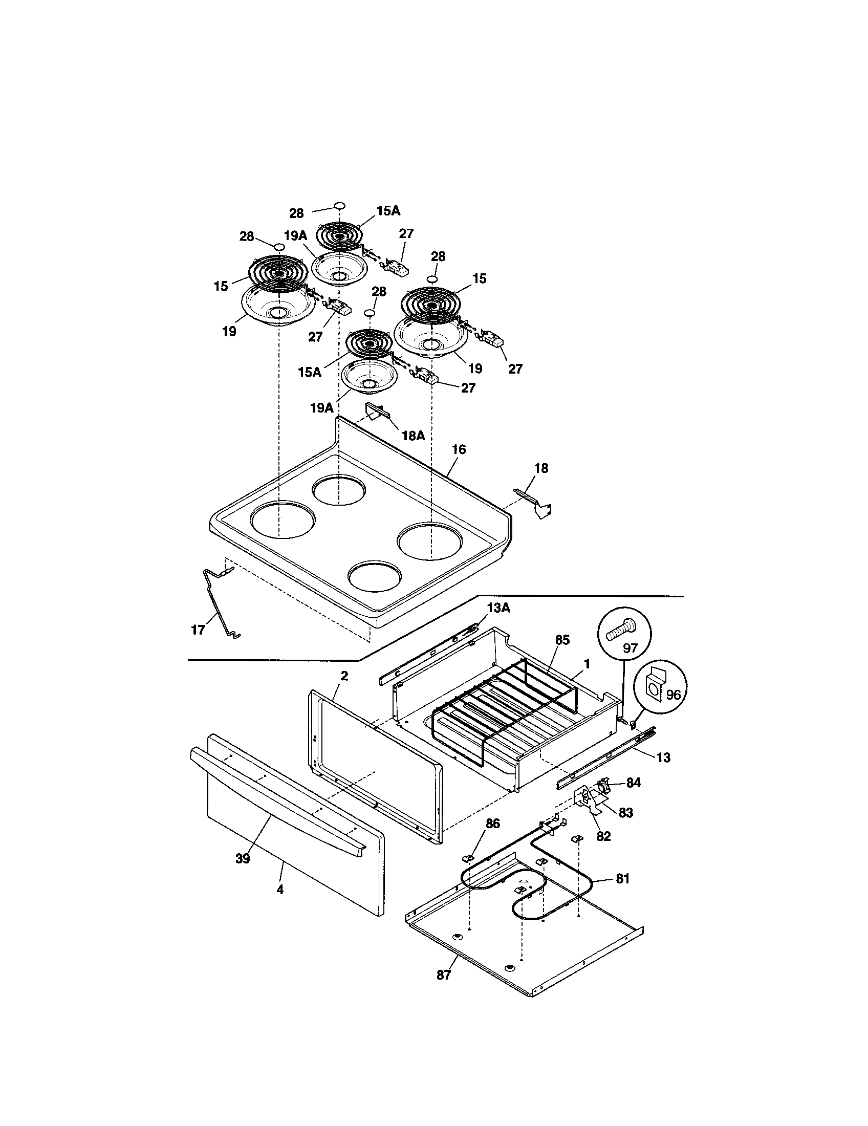 Kenmore 79093859302 top/drawer diagram