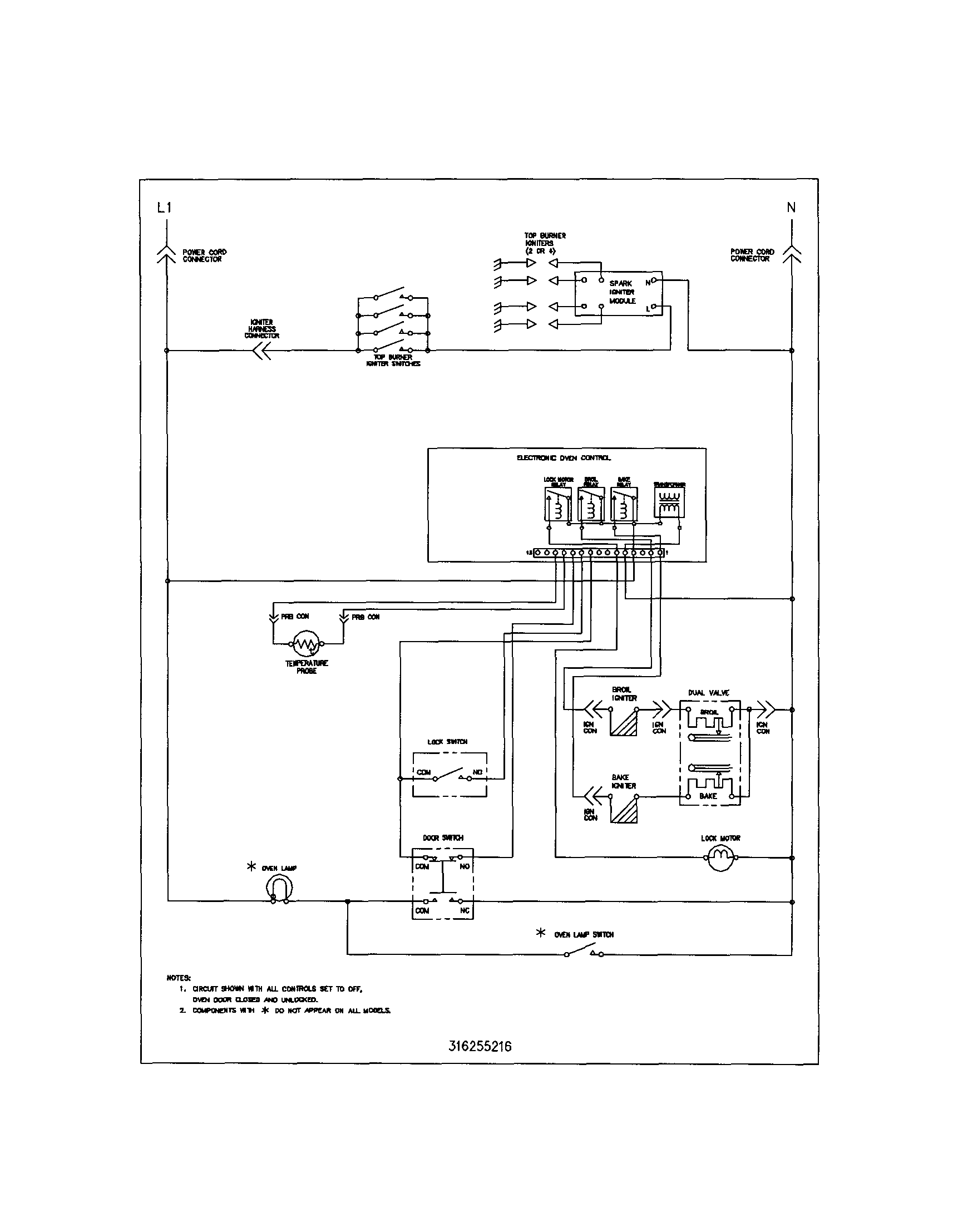 Frigidaire FGF366ASB wiring schematic diagram