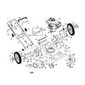 Husqvarna 5521CHVA engine/handle/housing/wheels diagram