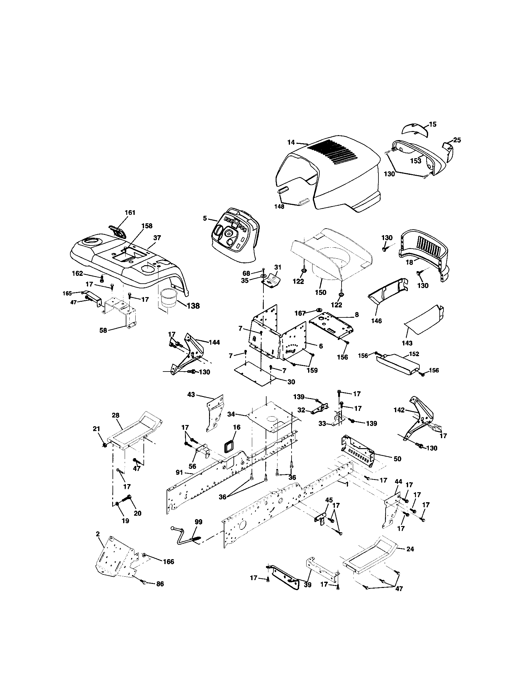 Husqvarna GTH2548 chassis and enclosures diagram